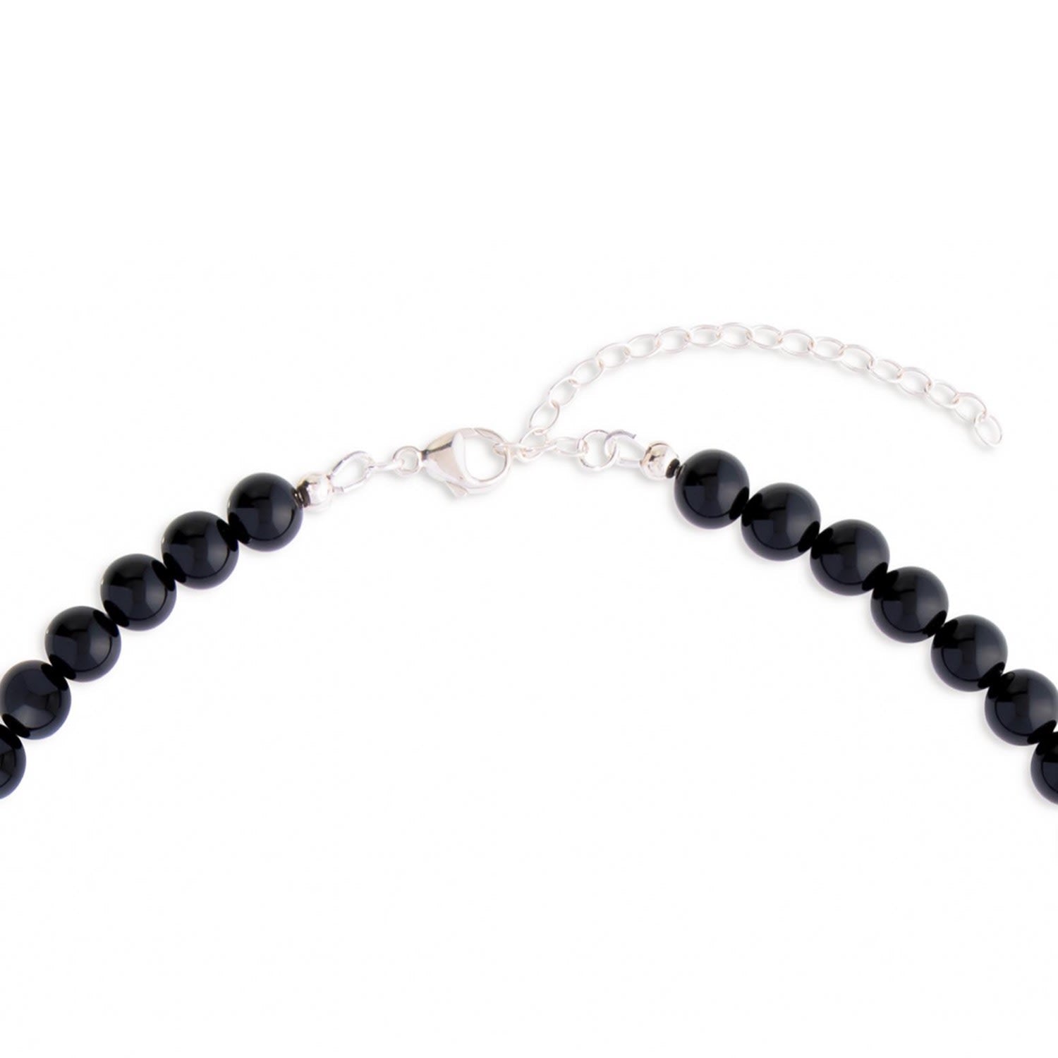 Black Onyx Gemstone Necklace & Sterling Silver Chain