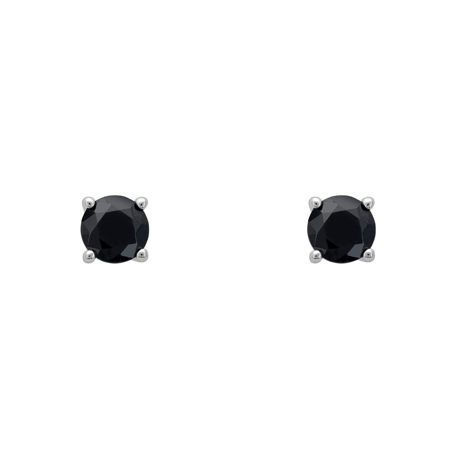 Black Onyx Gemstone Stud Earrings Silver