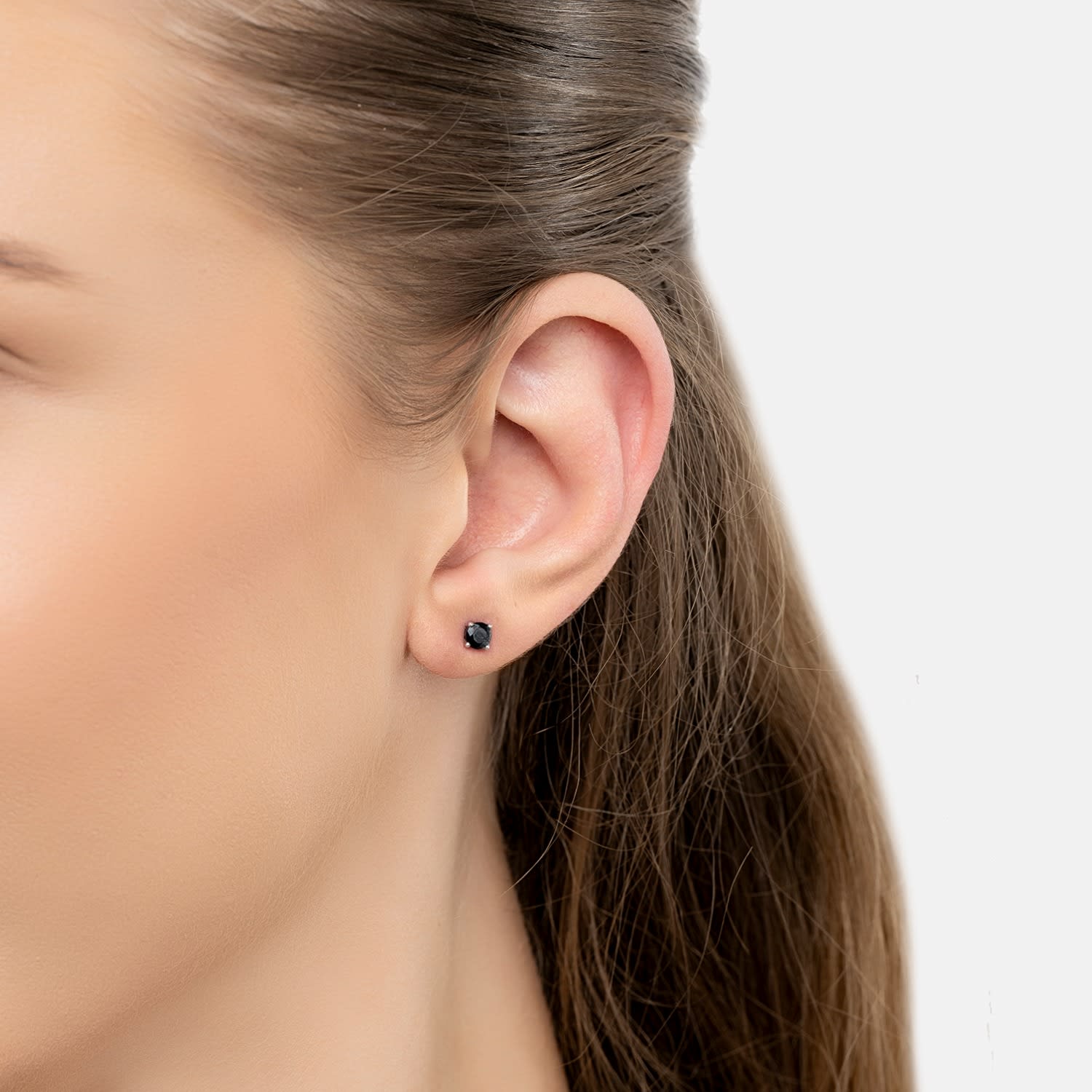 Black Onyx Gemstone Stud Earrings Silver