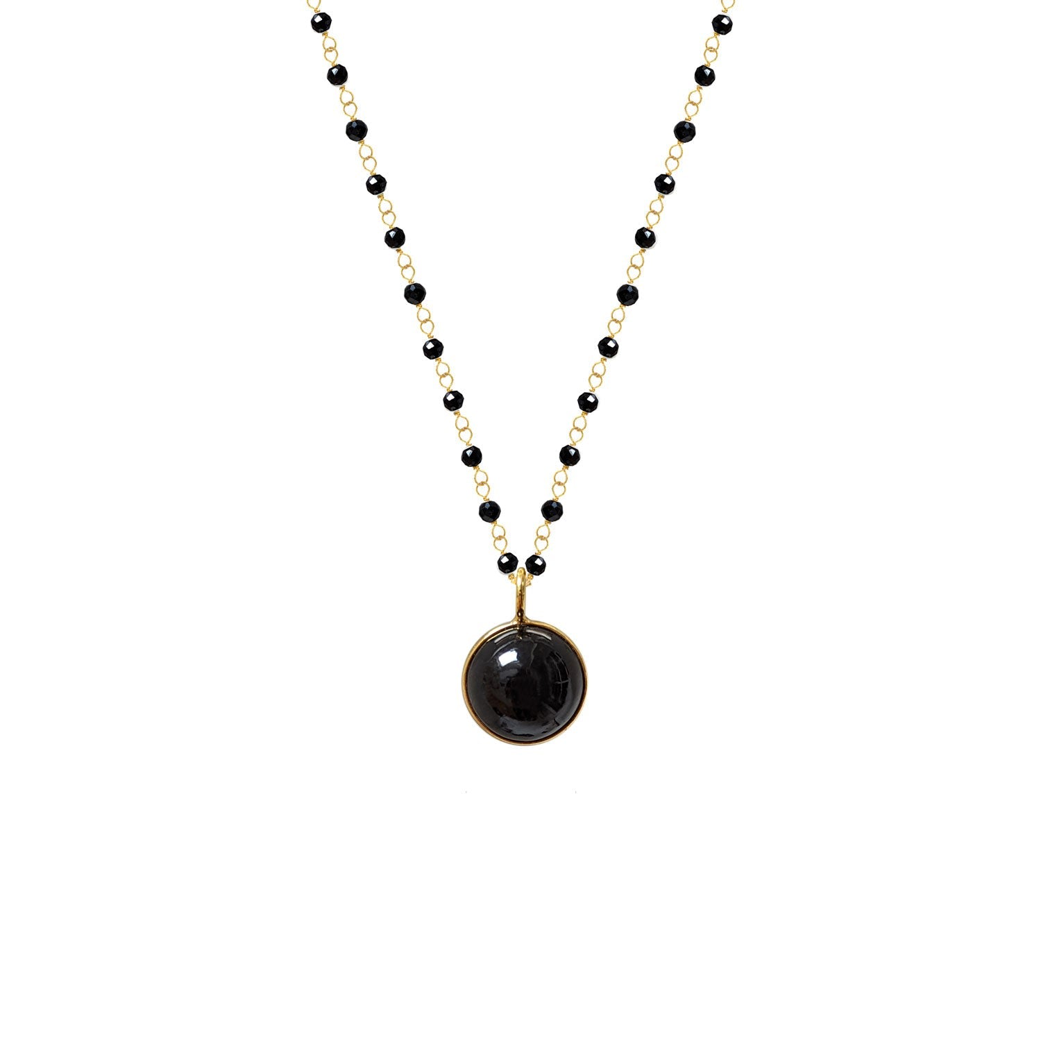 Black Onyx Rosary With Black Onyx Ball Pendant