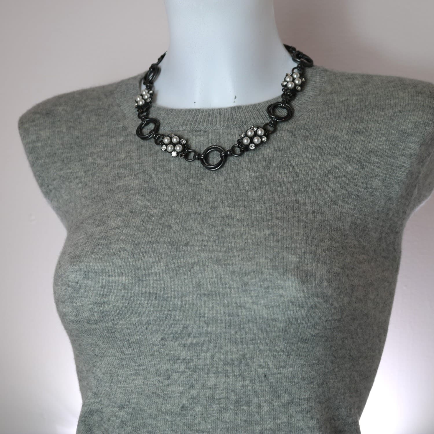 Black Pearl Cluster Necklace