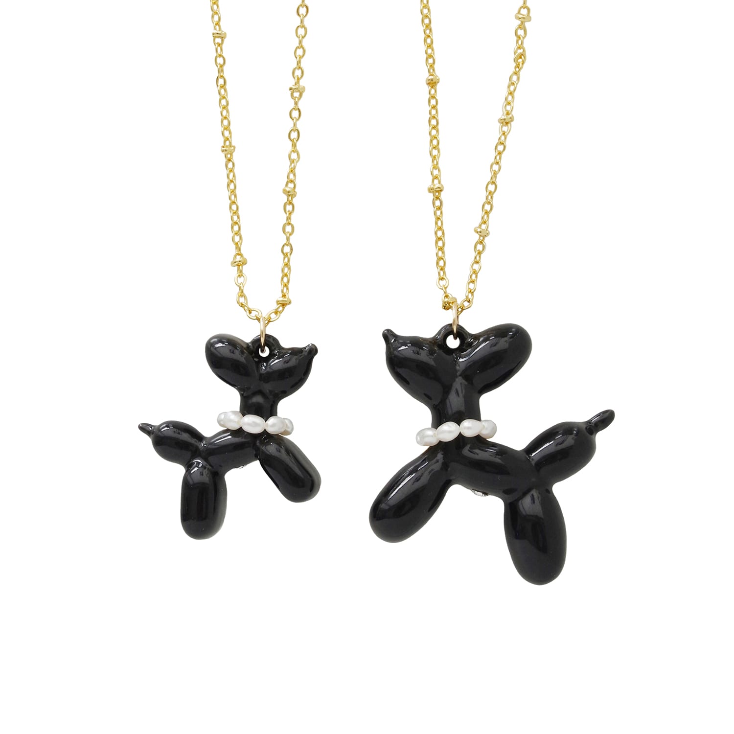 Black Porcelain Balloon Doggie Necklace