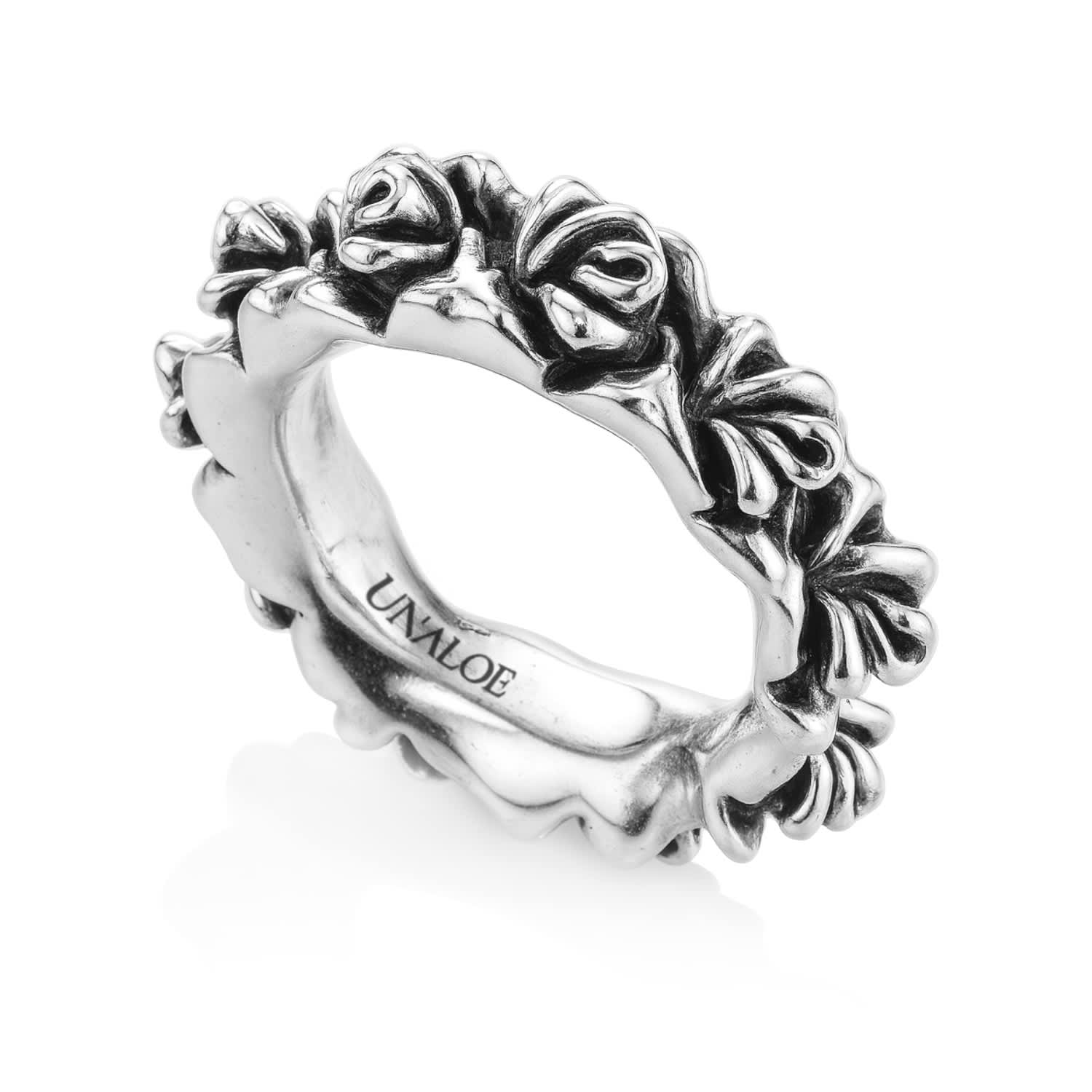 Black Rose Ring Sterling Silver, Handmade, Unaloe Seductive Emotions