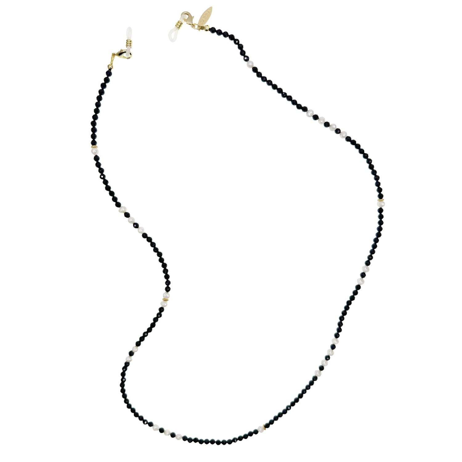 Black Spinel And Freshwater Pearls Eye Glasses Chain