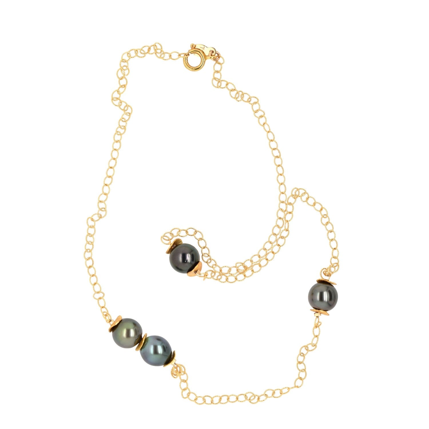 Black Tahitian Pearl Chain Necklace