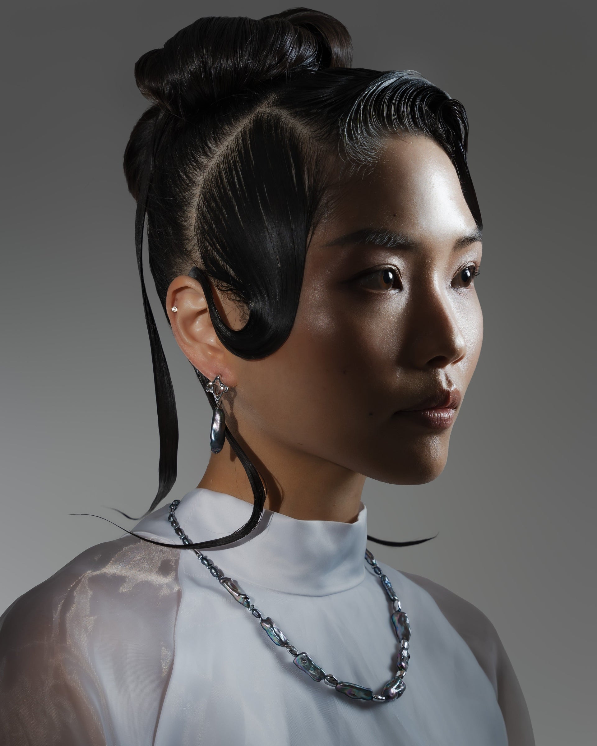 Black Twilight Biwa Pearl Set