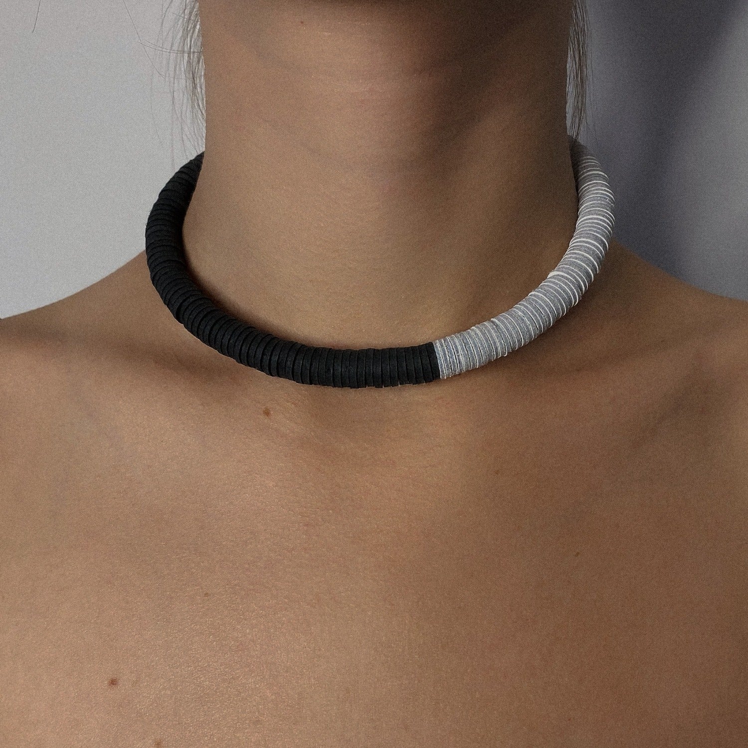 Black & White Leather Choker