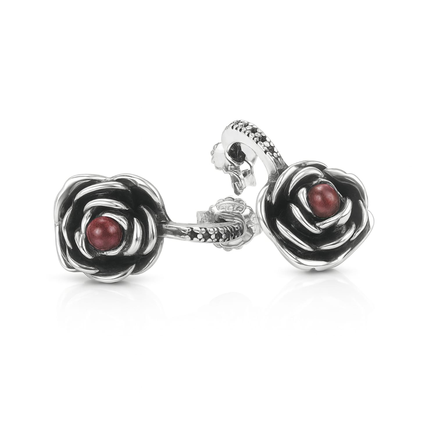 Blackstar Sterling Silver Rose Drop Earrings With Ruby – Earrings For Women – Jewelry For Women