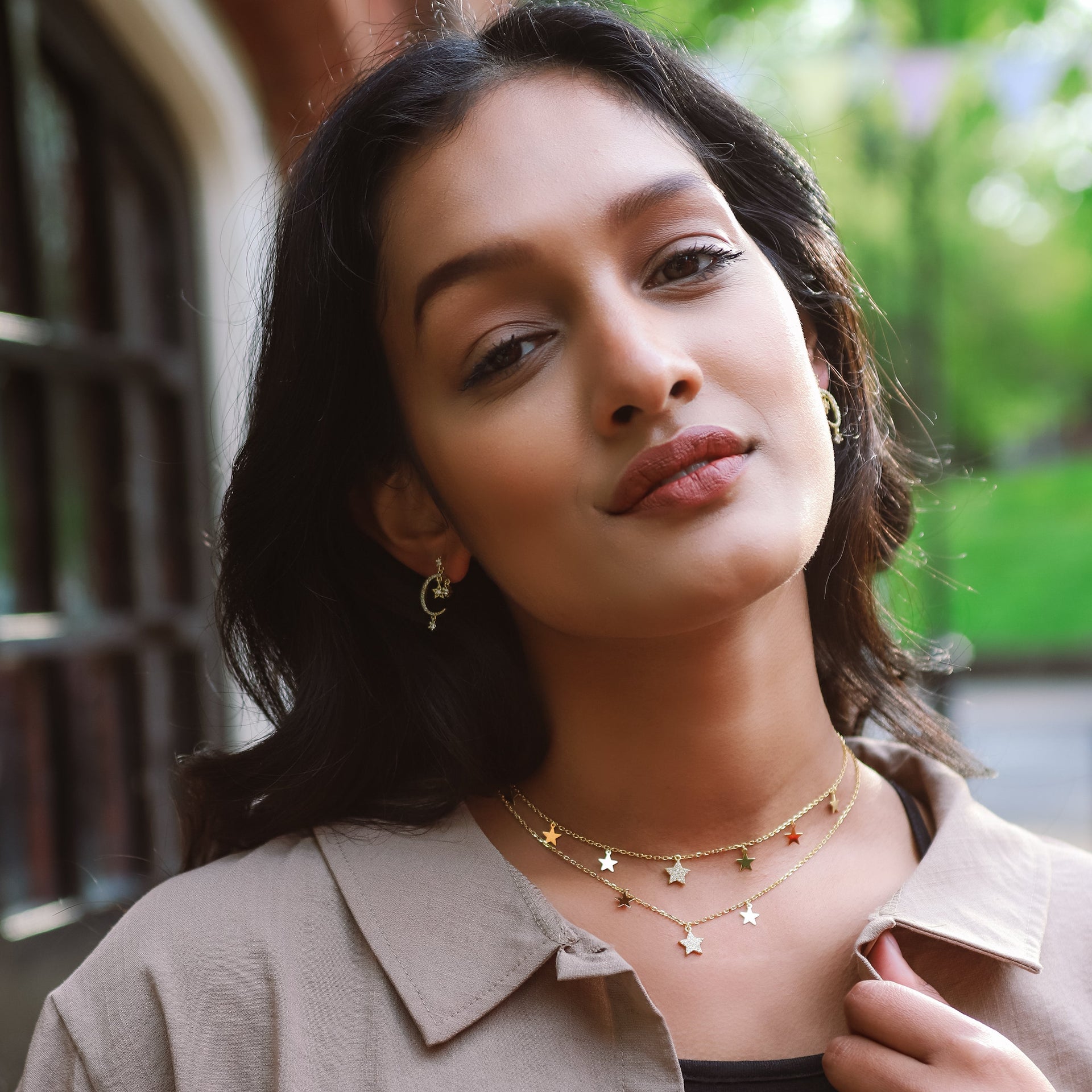 Blake Double Row Star Necklace | Gold Plated