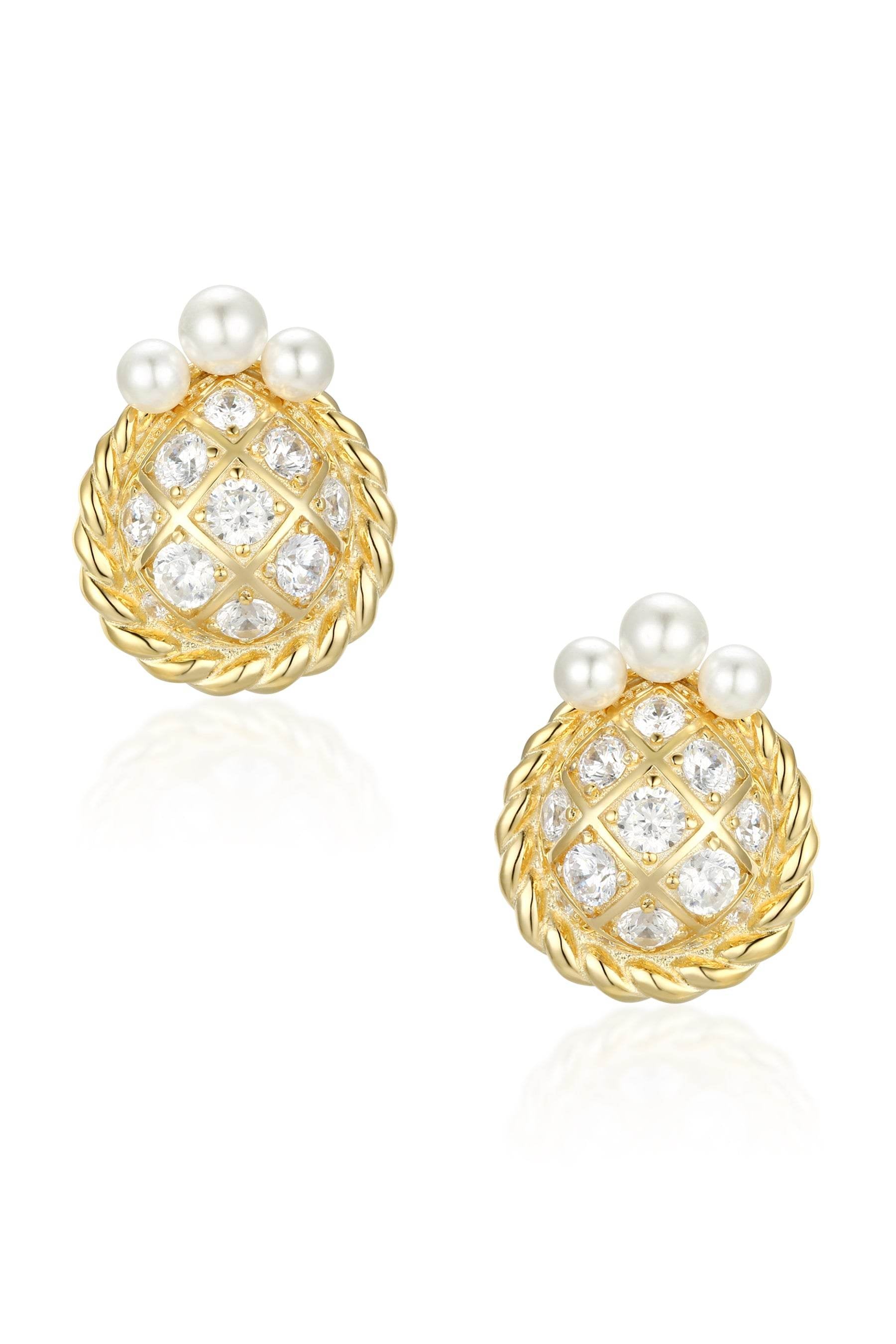 ‘Blenheim’ Freshwater Pearl Gold-Plated Silver Earrings