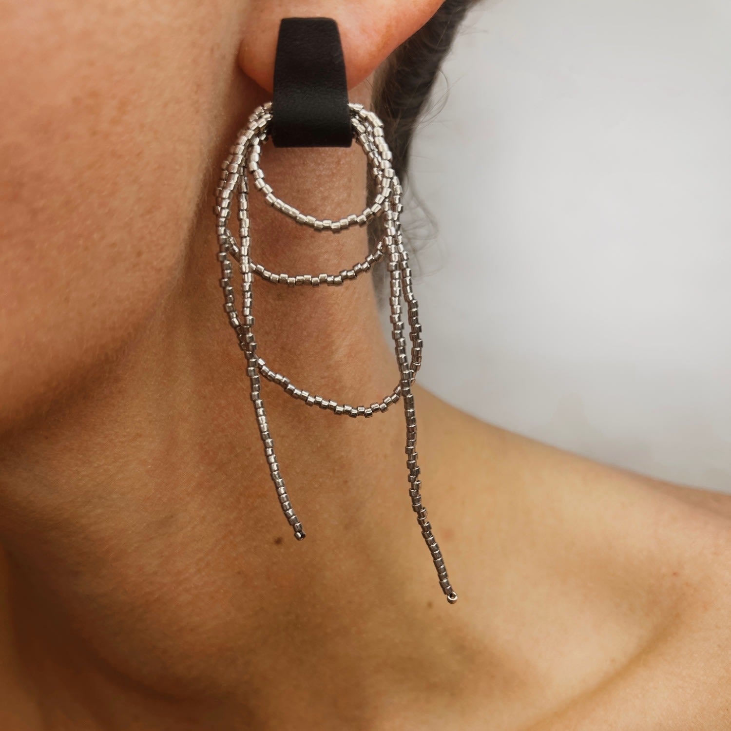 Bliss Beaded Dangle Earrings Silver