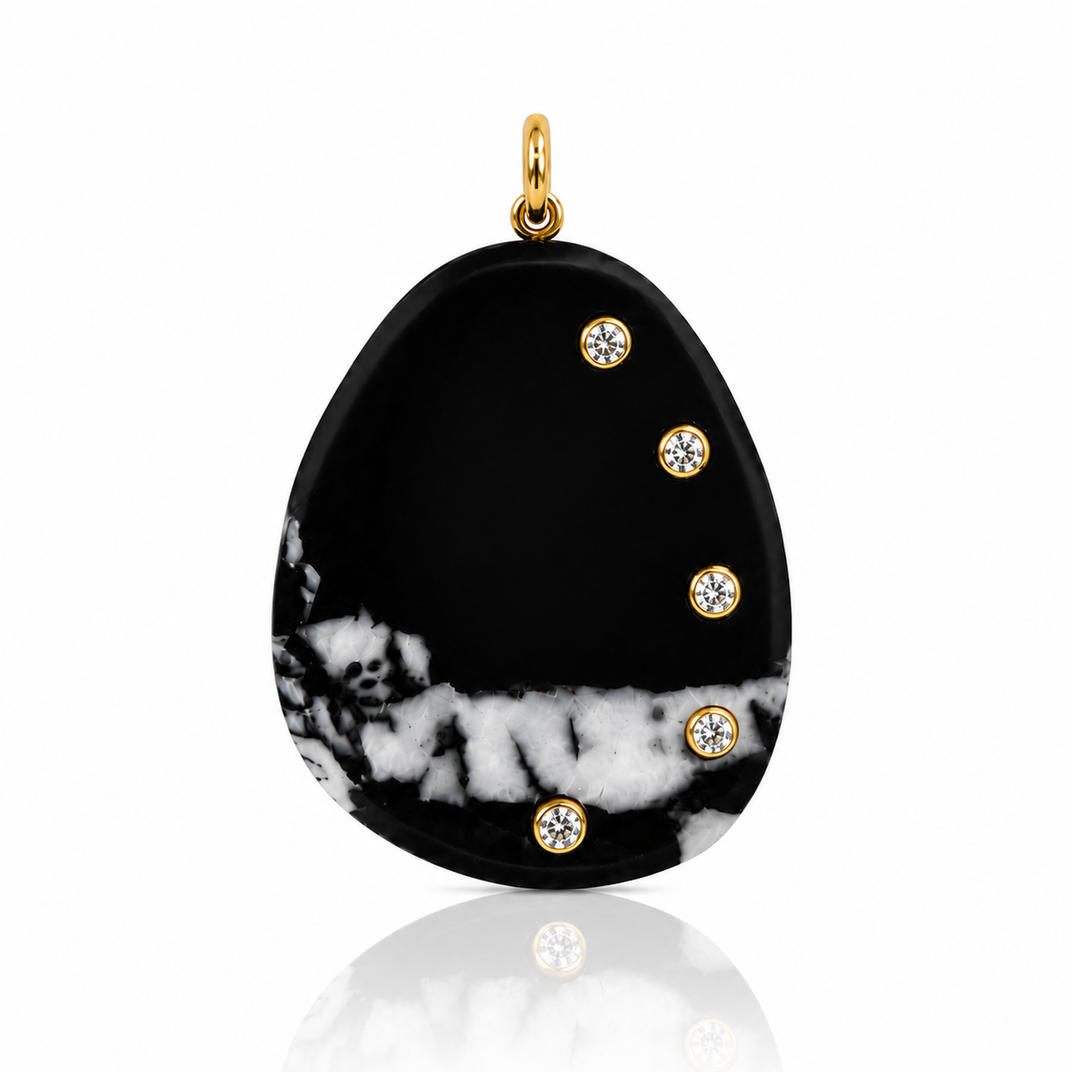 Gold Diamond Natural Agate Pendant