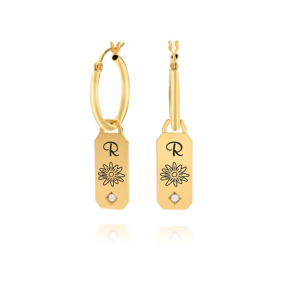 Blooming Birth Flower Hoop Earrings with Birthstone in 18K Gold Vermeil