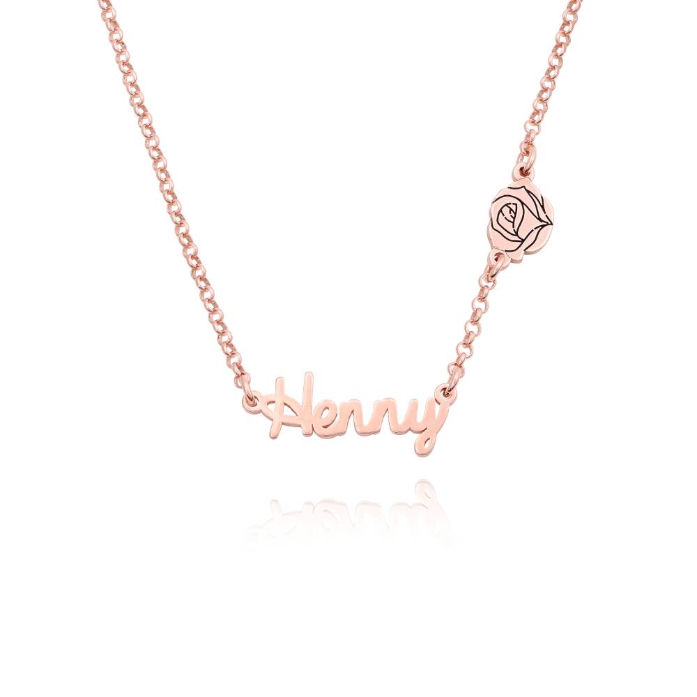 Blooming Birth Flower Multi Name Necklace in 18K Rose Gold Vermeil