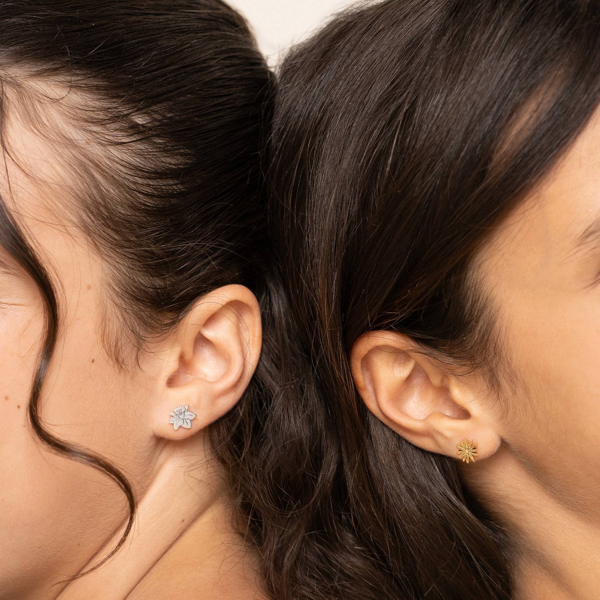 Blooming Birth Flower Stud Earrings in 18K Gold Plating