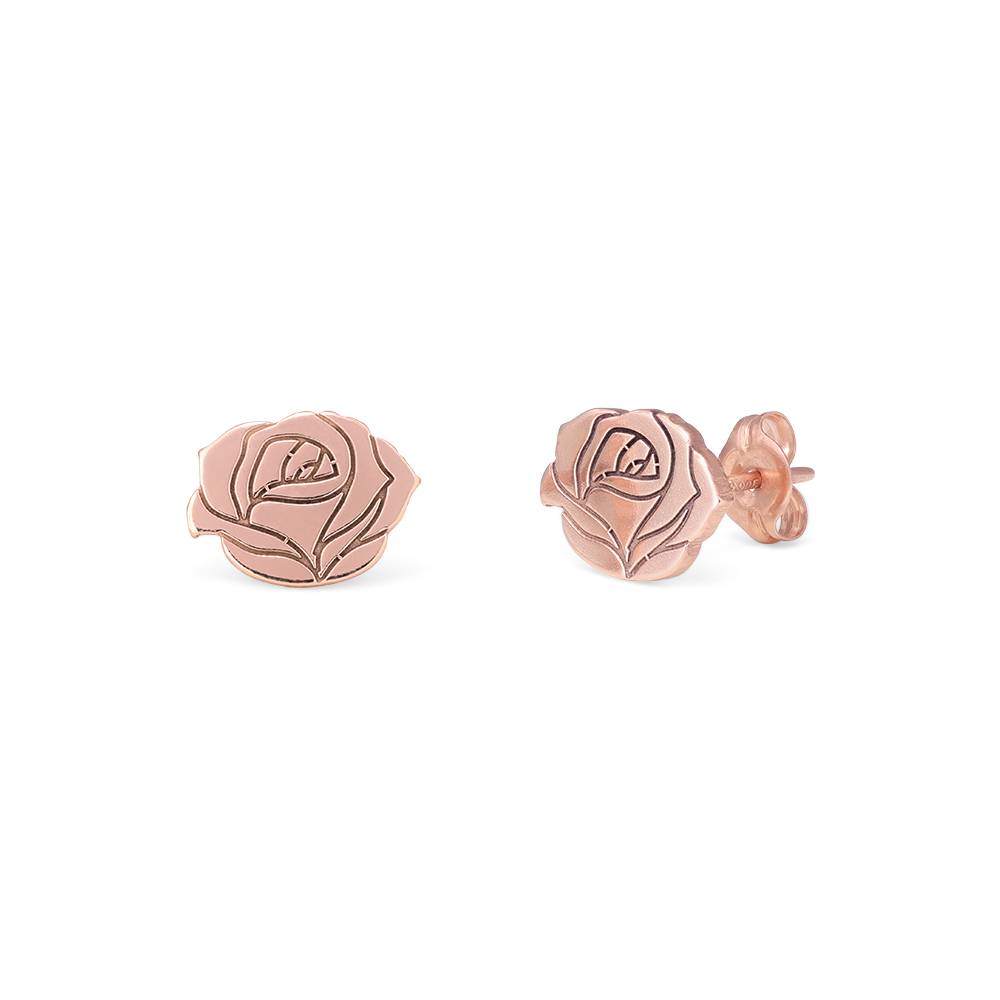 Blooming Birth Flower Stud Earrings in 18K Rose Gold Plating