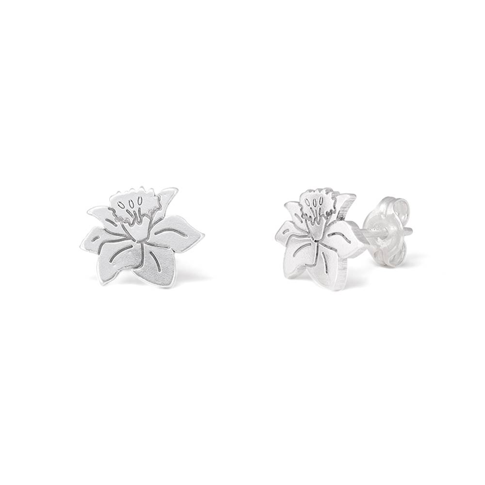 Blooming Birth Flower Stud Earrings in Stearling Silver