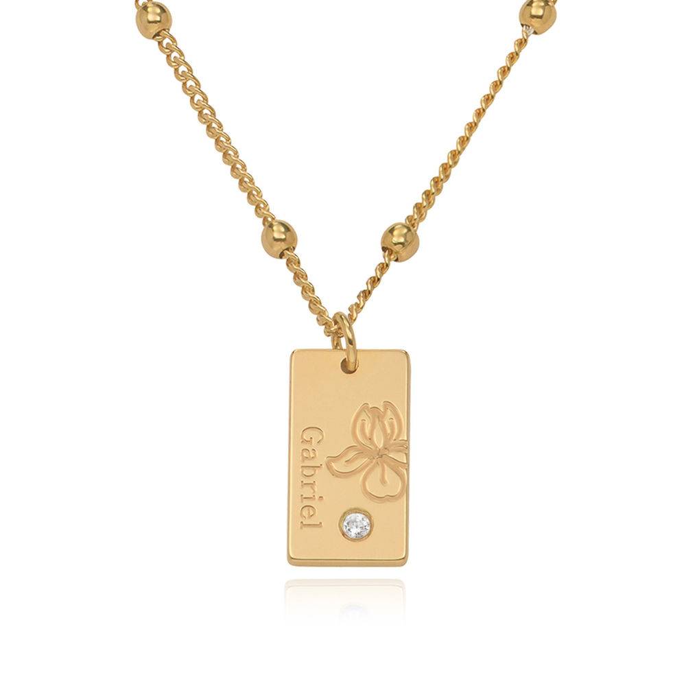 Blossom Birth Flower & Diamond Necklace in Gold Plating