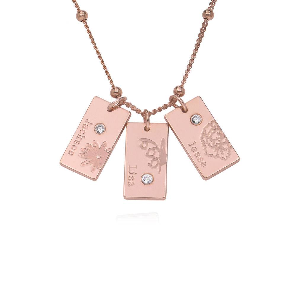 Blossom Birth Flower & Diamond Necklace in 18K Rose Gold Plating