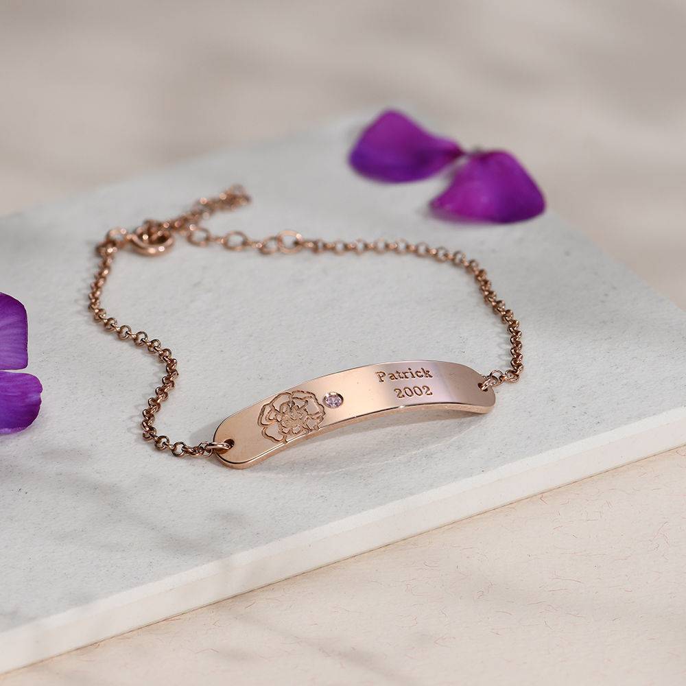 Blossom Birth Flower & Stone Bracelet in 18k Rose Gold Plating