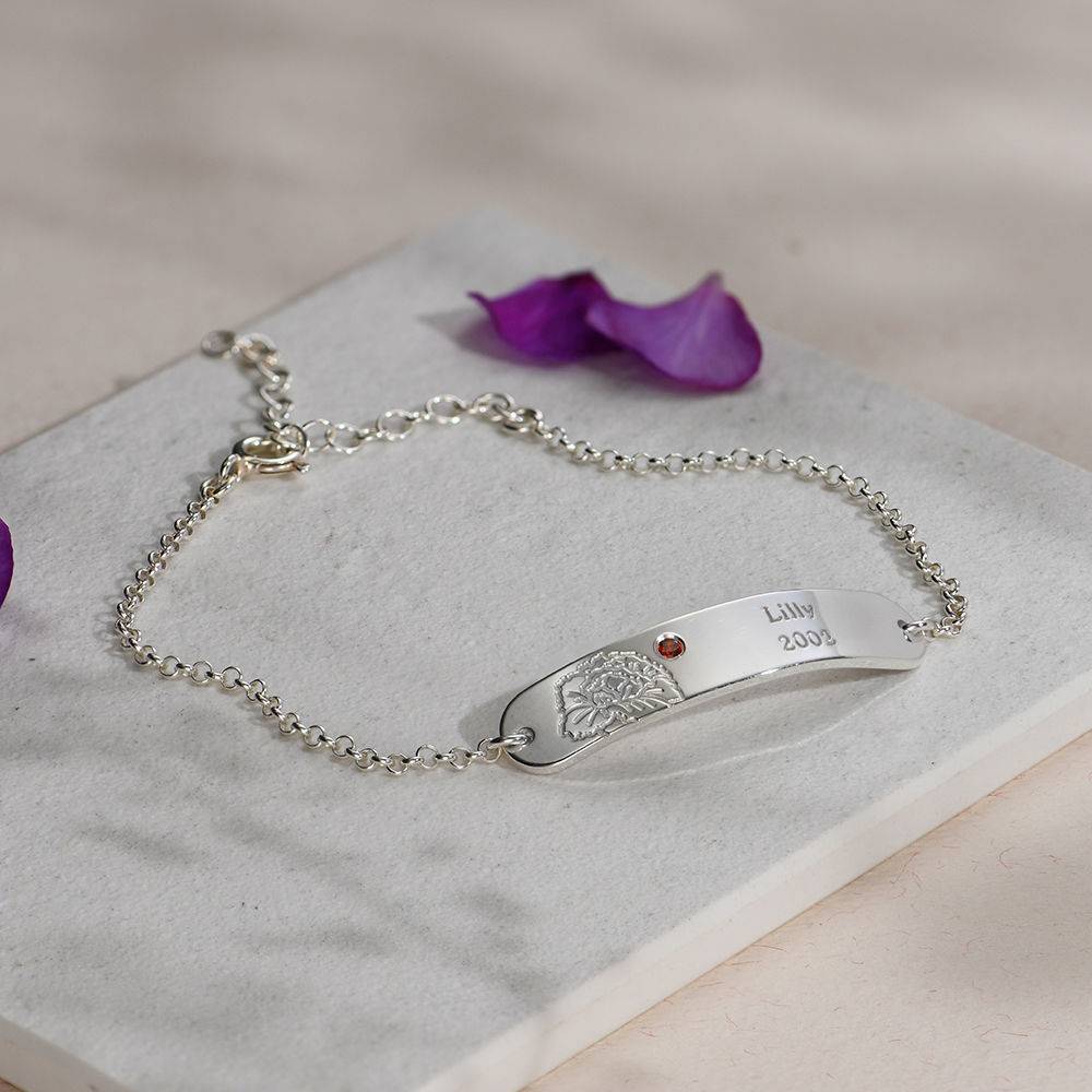Blossom Birth Flower & Stone Bracelet in Sterling Silver