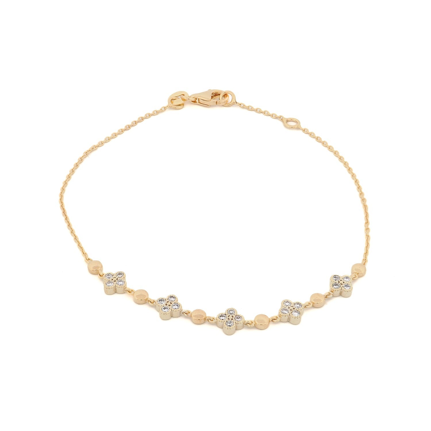 Blossoming Love Diamond Solid Gold Bracelet - Gold
