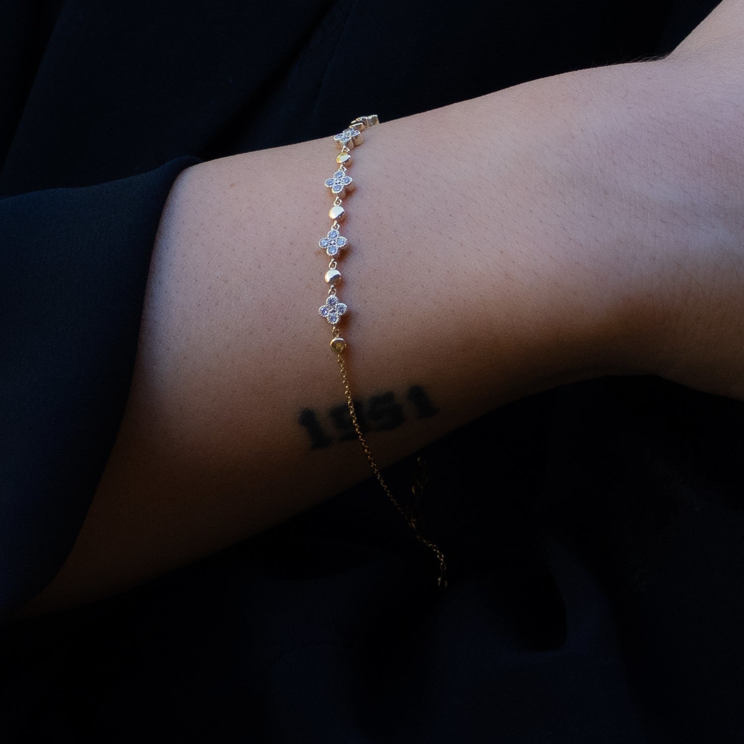 Blossoming Love Diamond Solid Gold Bracelet - Gold