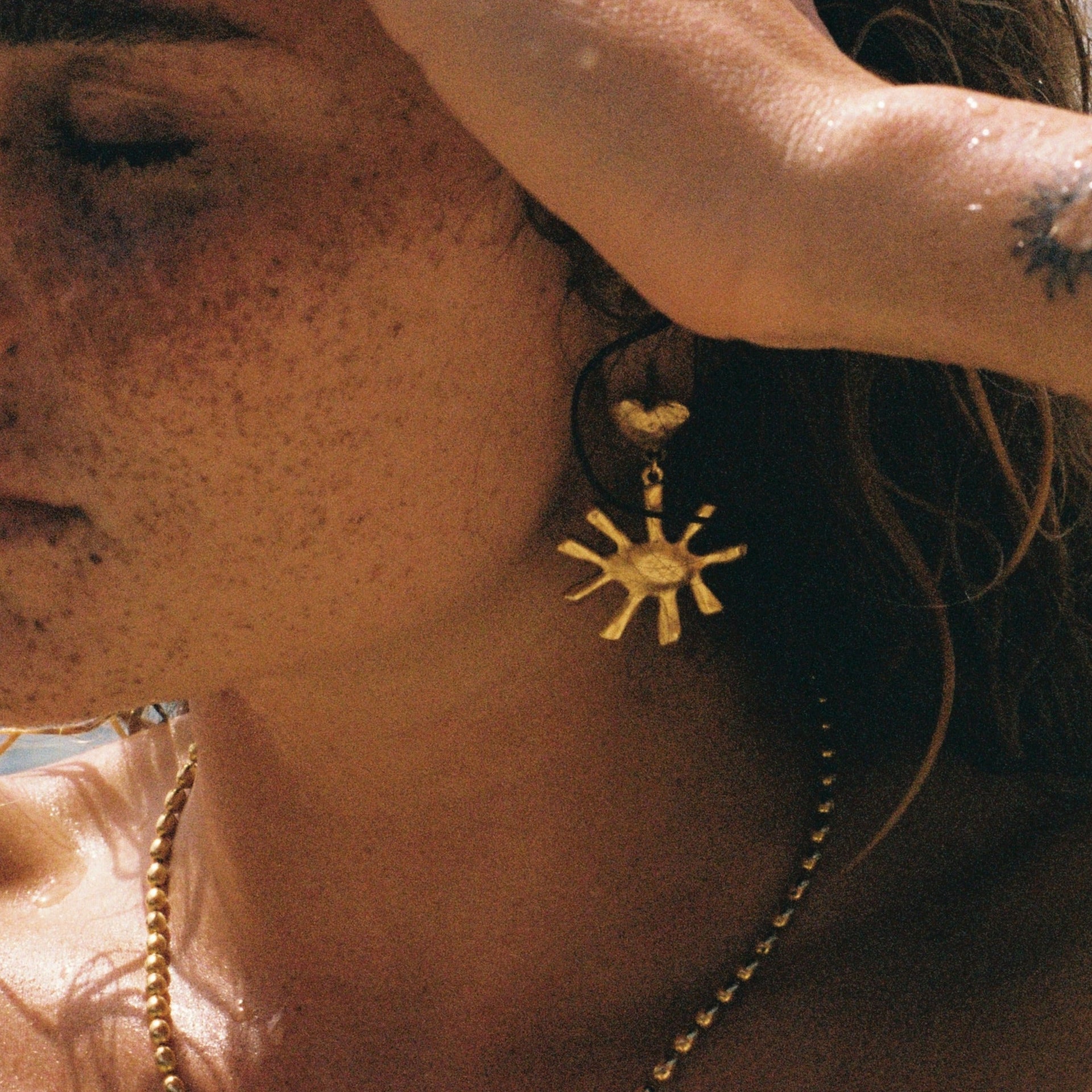 Blu Gold Eye & Heart Earrings