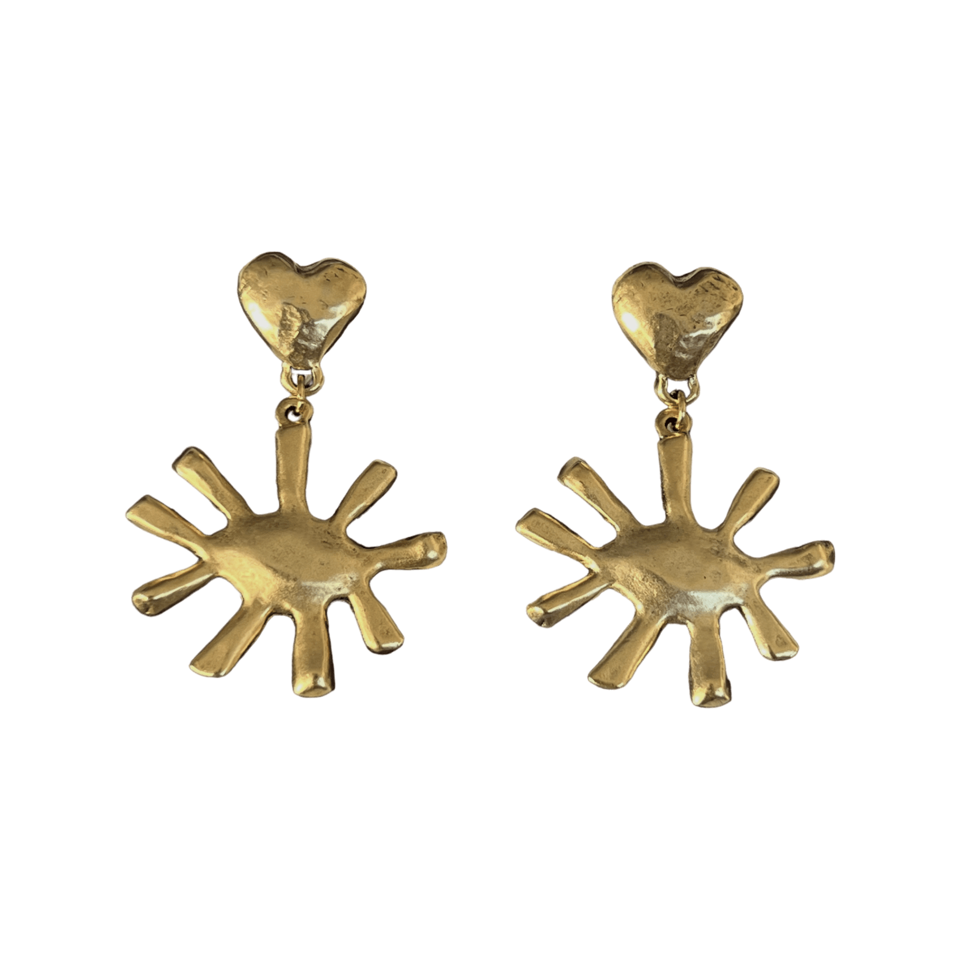 Blu Gold Eye & Heart Earrings