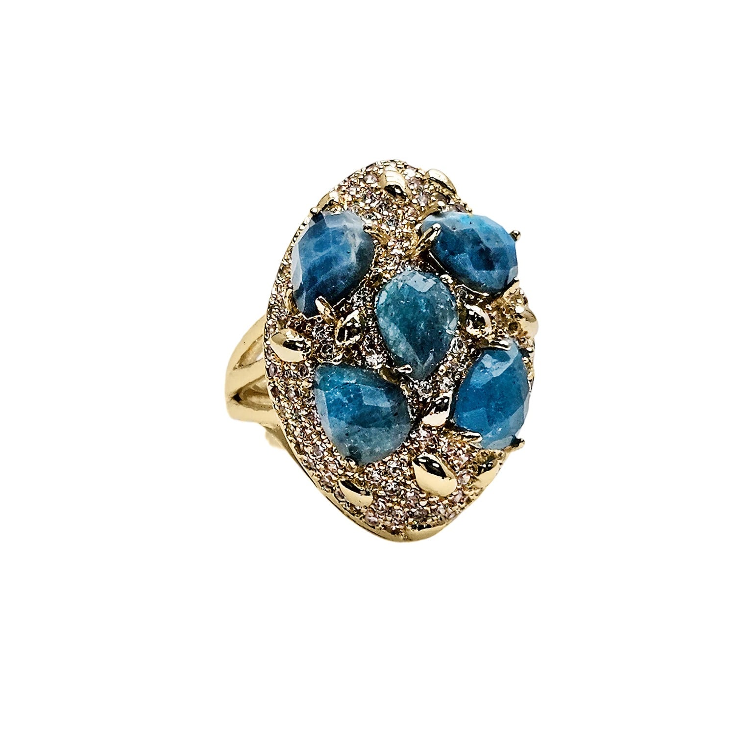 Blue Apatite Stone Cocktail Ring