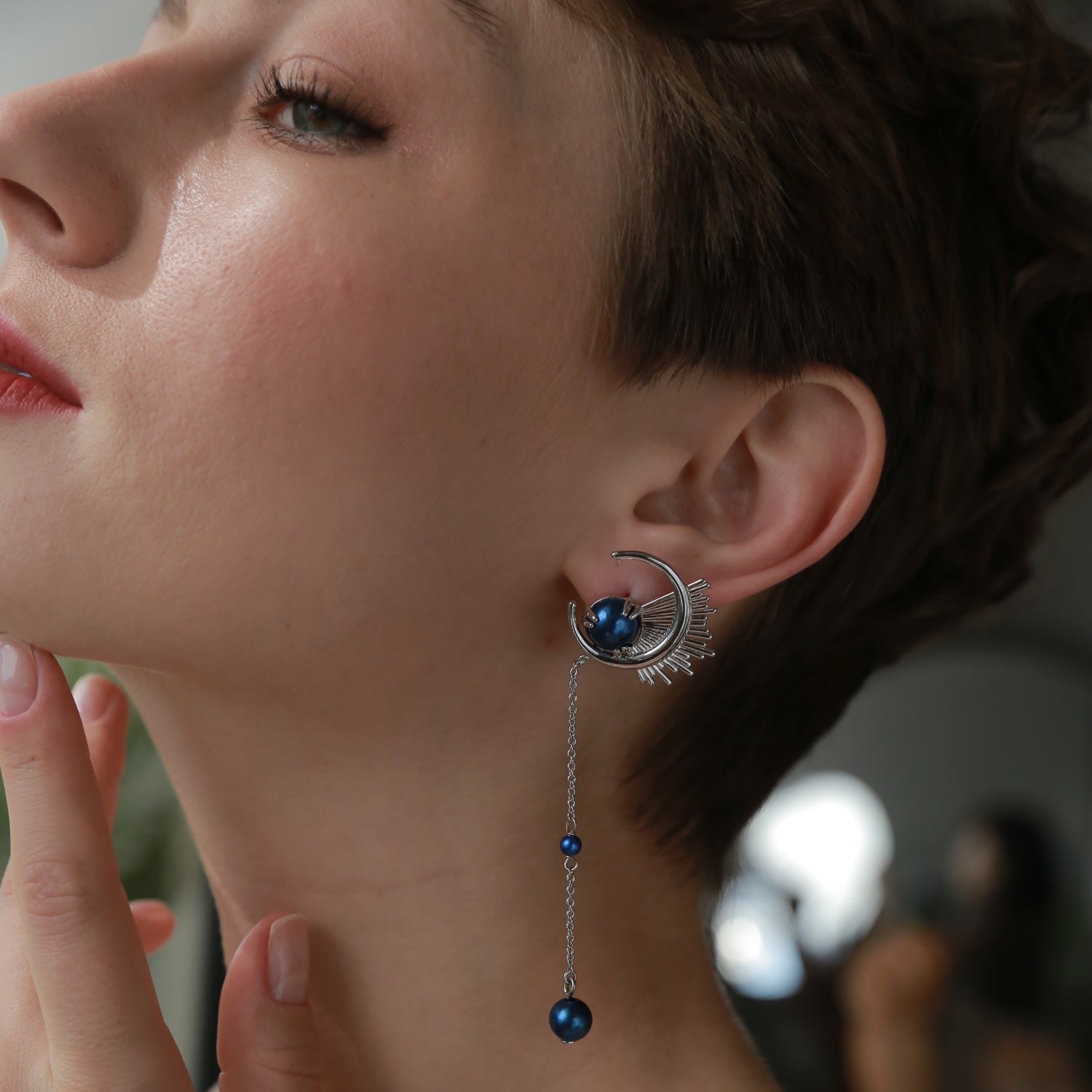 Blue Dandelion Earrings
