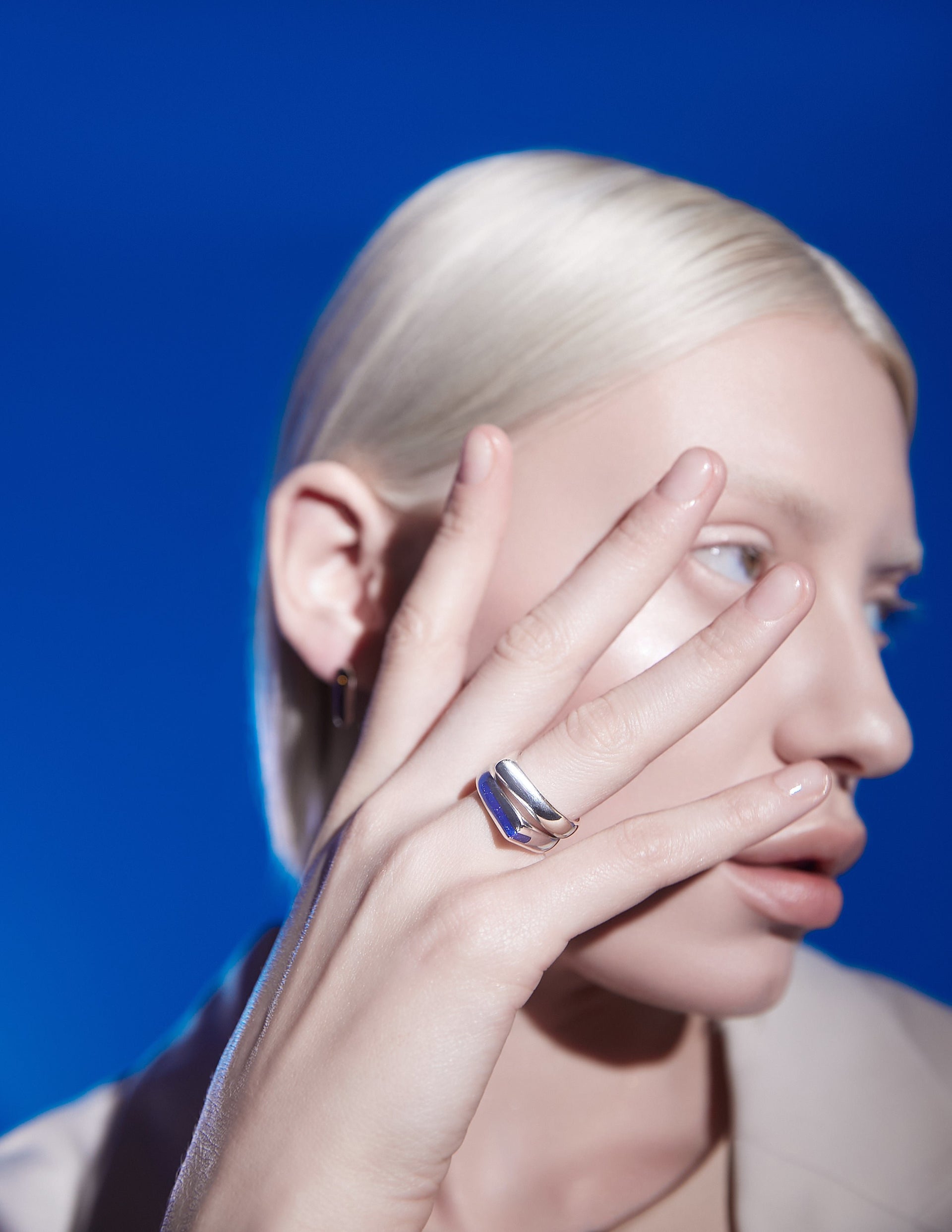 Blue Edge Silver Ring