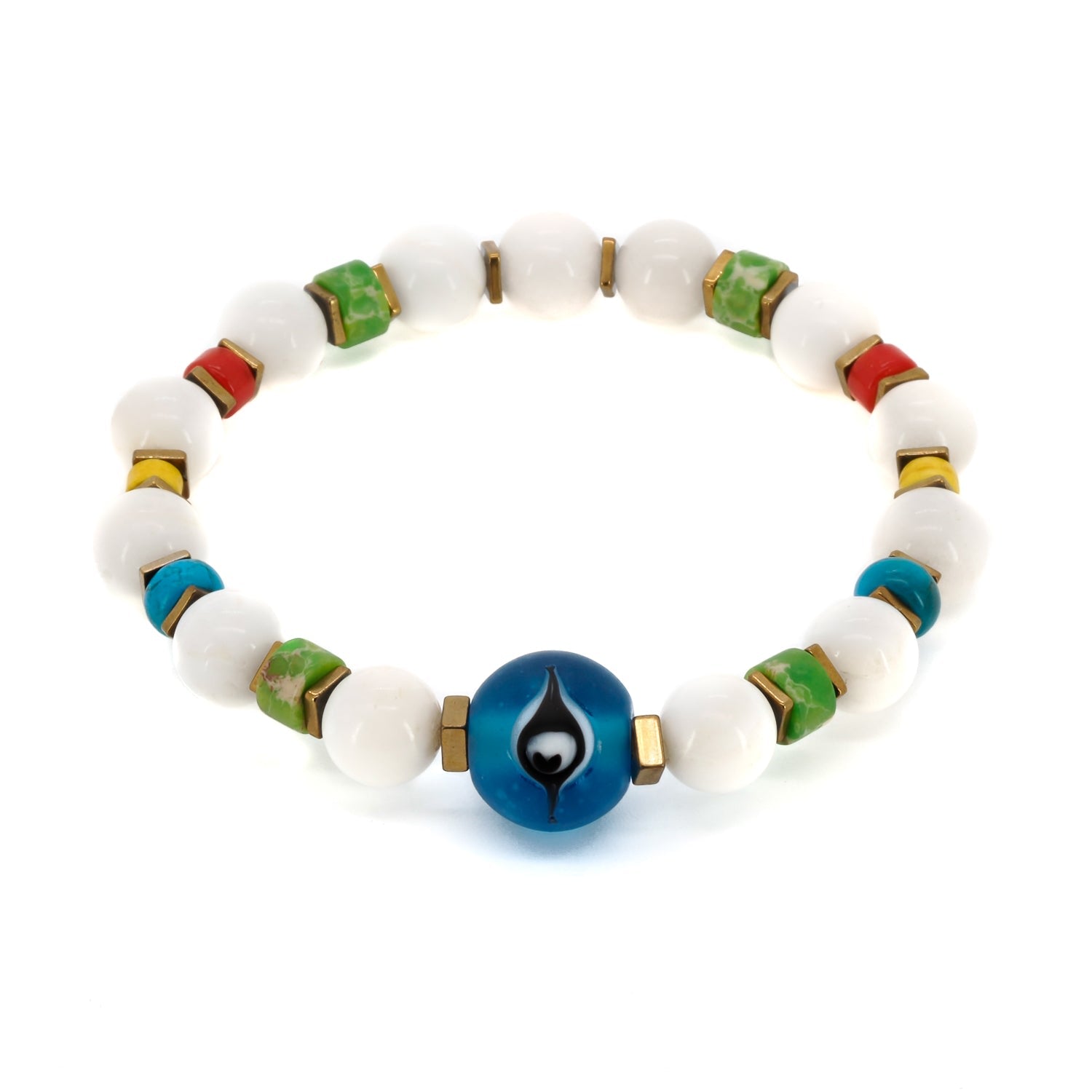 Blue Evil Eye Beaded Bracelet - Multicolor