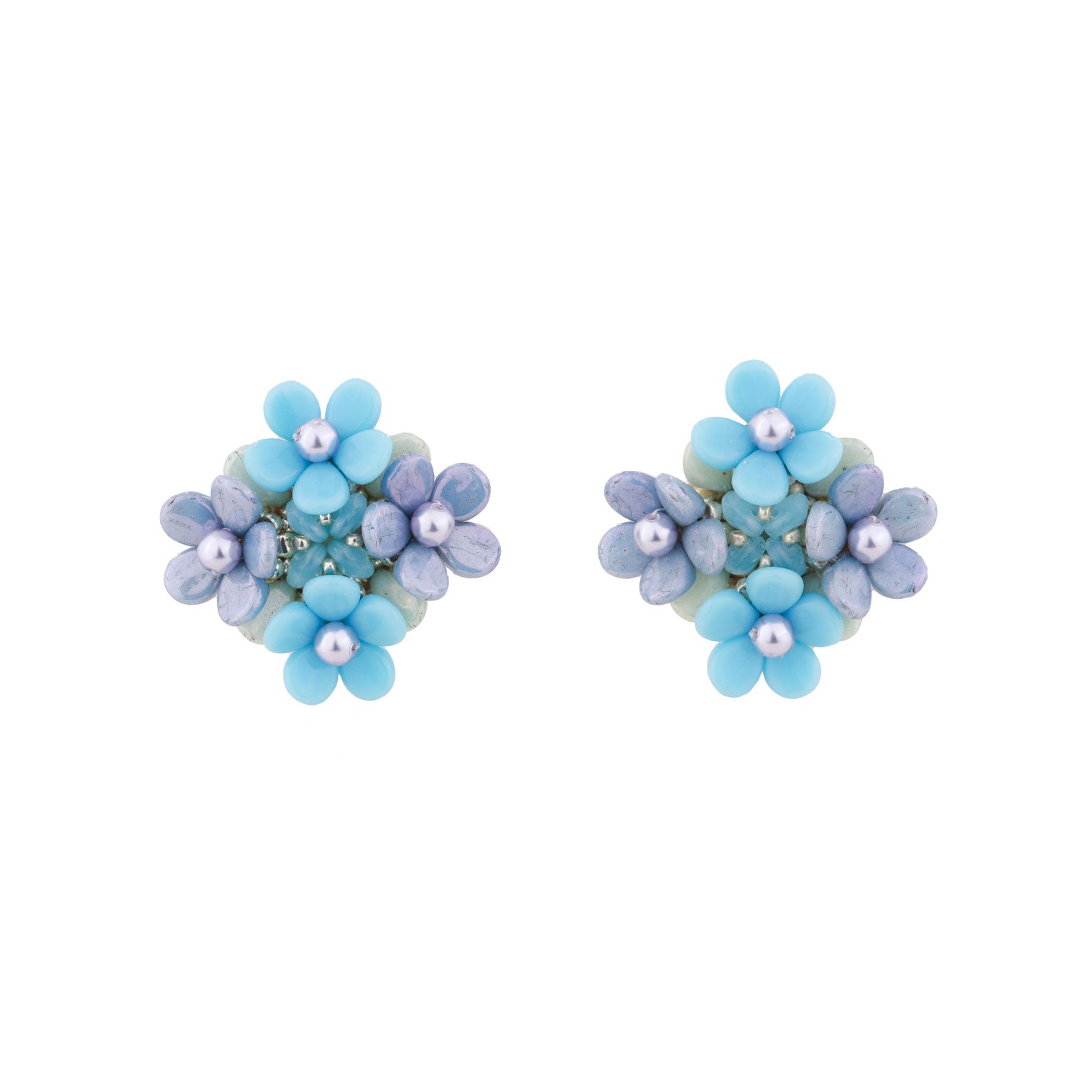 Blue Flower Earrings Flowers Jewelry Beaded Ear Studs