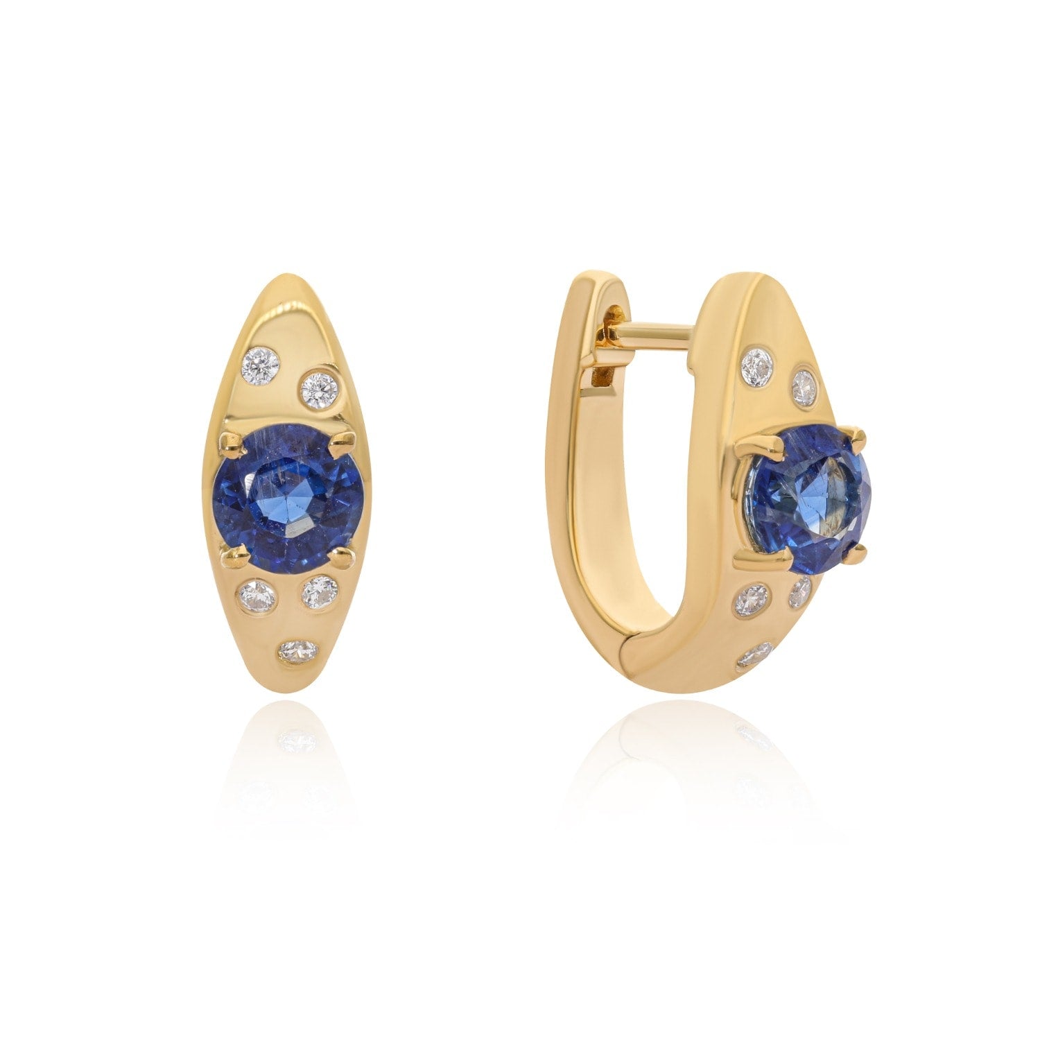 Blue Haze Huggies In Gold Plated Silver