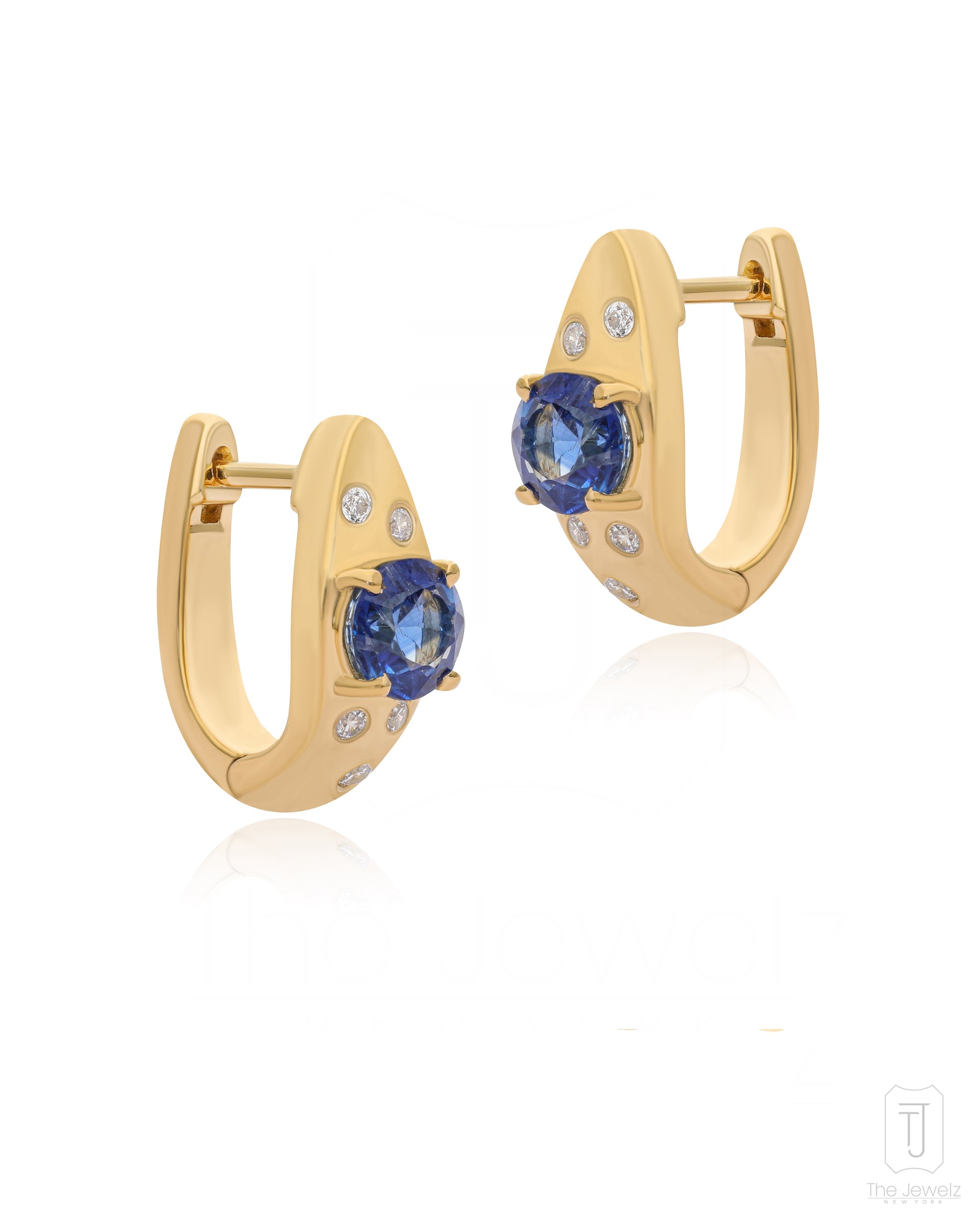 Blue Haze Huggies In Gold Plated Silver