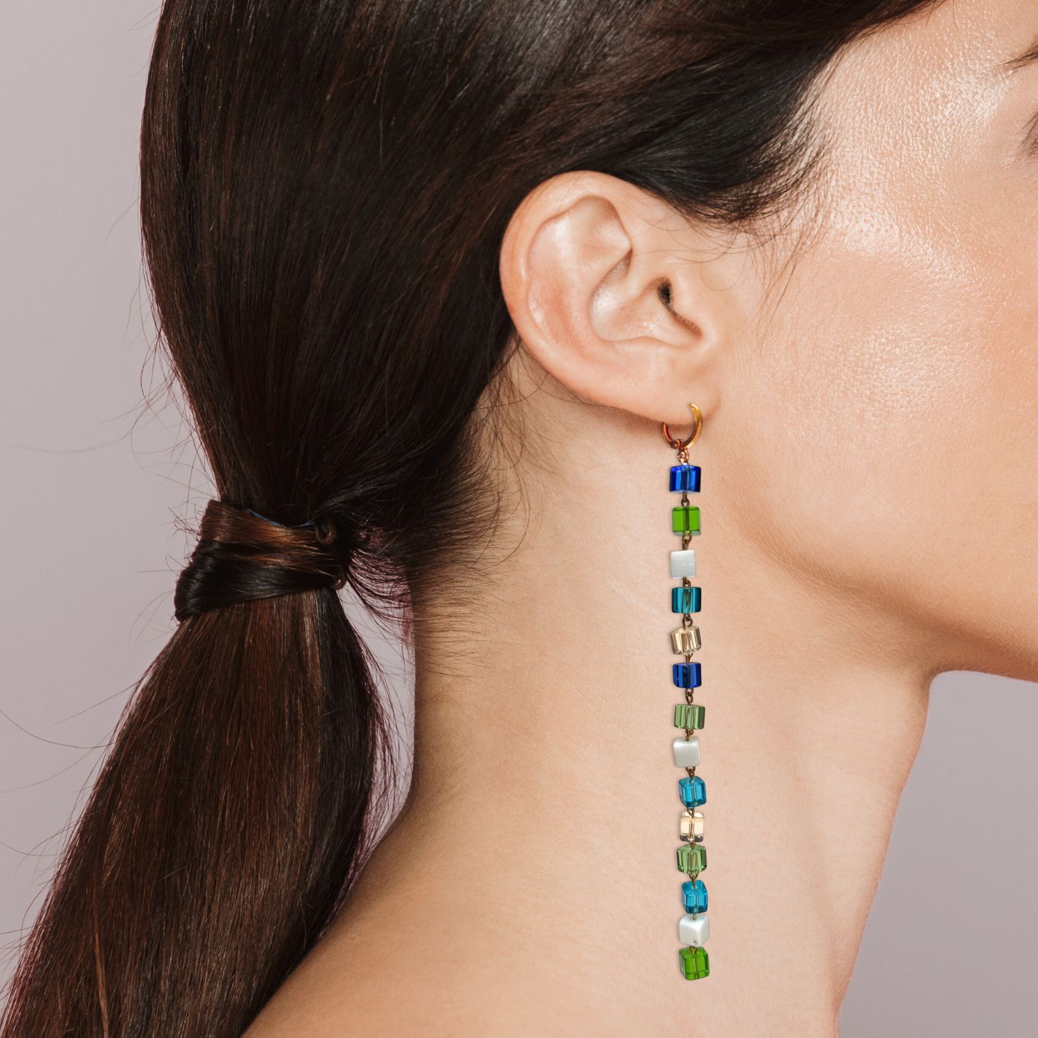 Blue Hue Building Block Drop Earrings