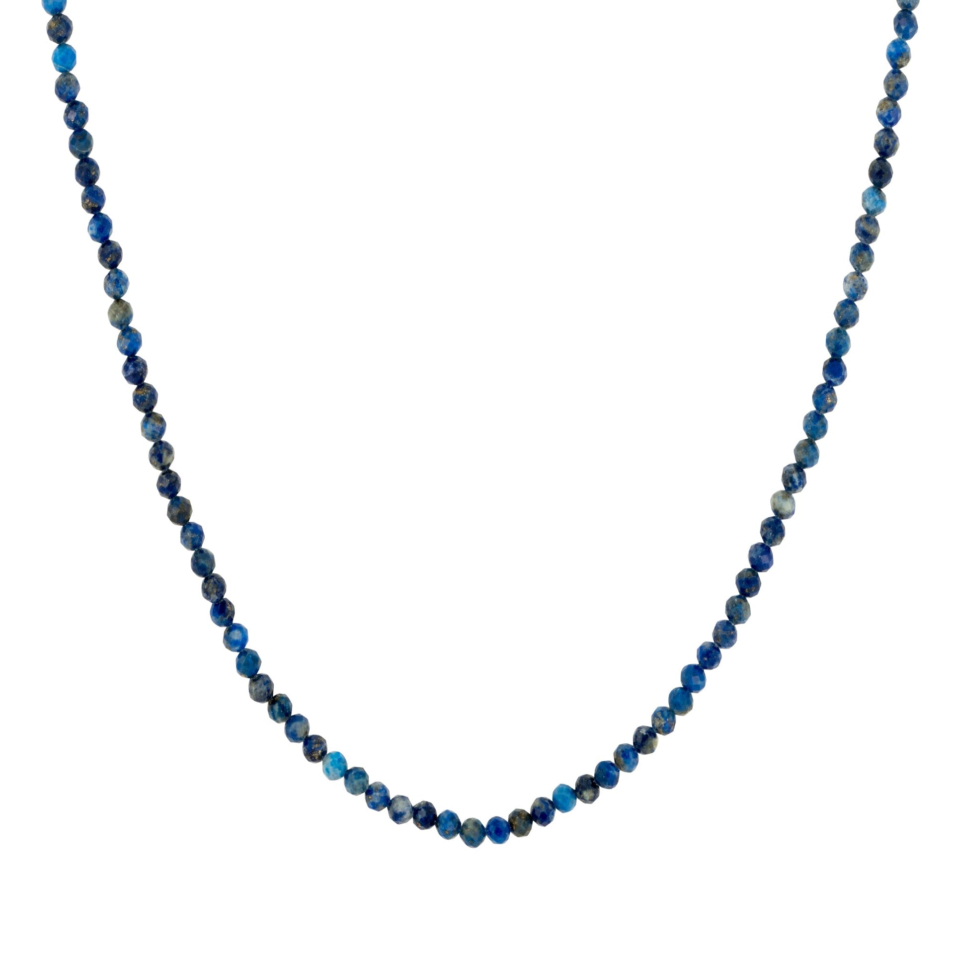 Blue Lapis Beaded Necklace In Gold