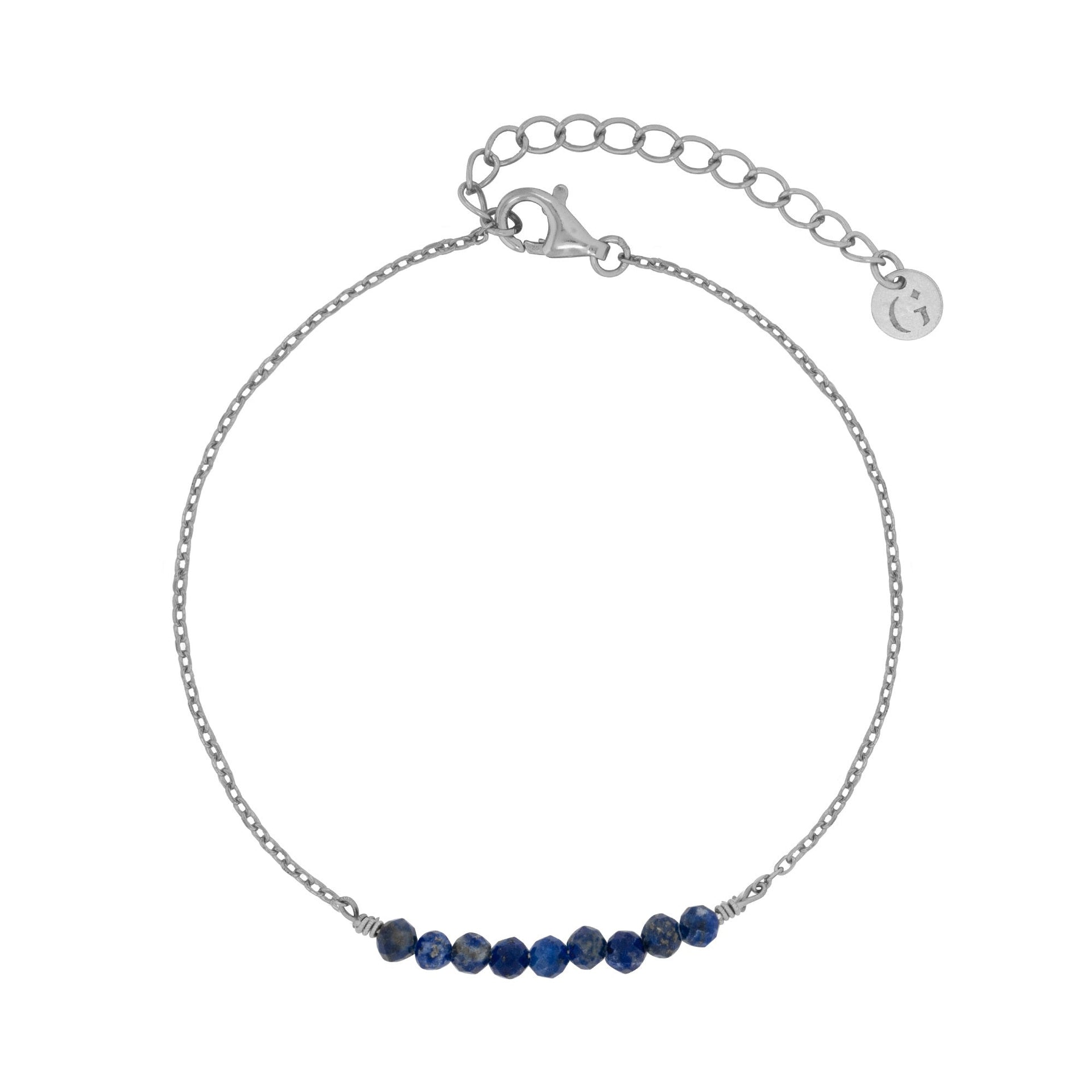 Blue Lapis Beads Bracelet In Silver