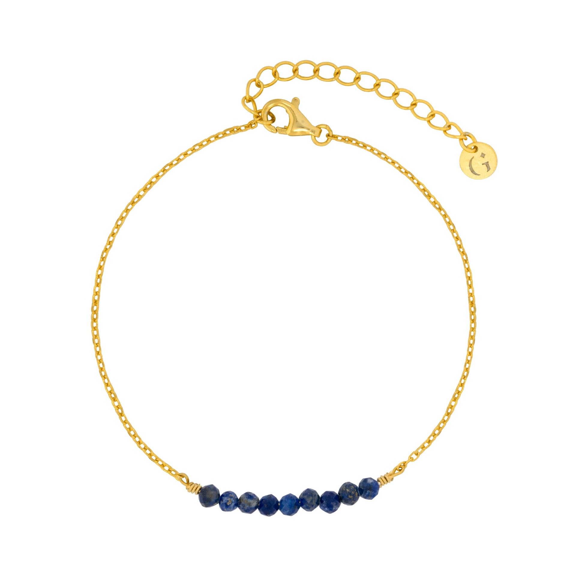 Blue Lapis Beads Bracelet In Gold