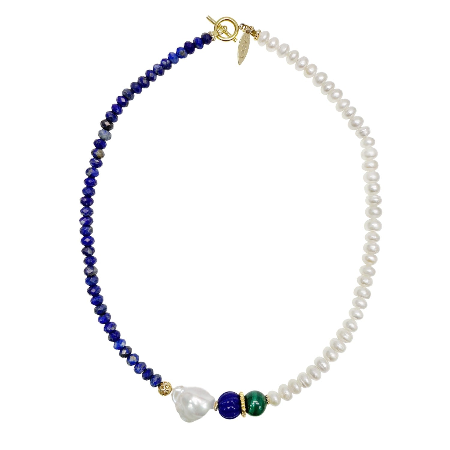 Blue Lapis Lazuli And Baroque Pearl Short Necklace