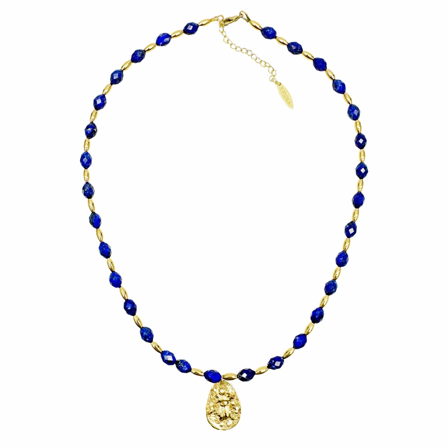Blue Lapis With Coin Pendant Necklace