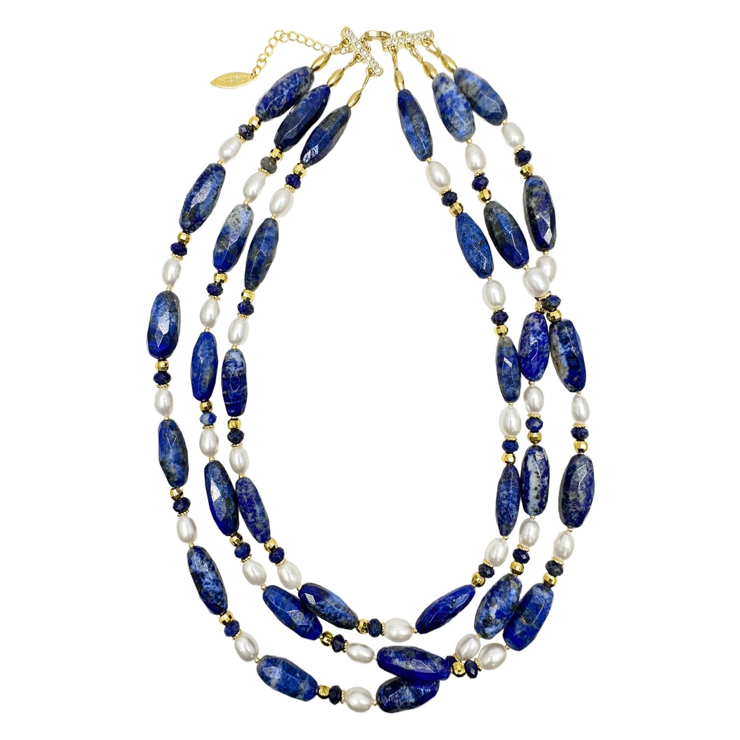 Blue Lapis With Freshwater Pearls Multi-Layers Necklace