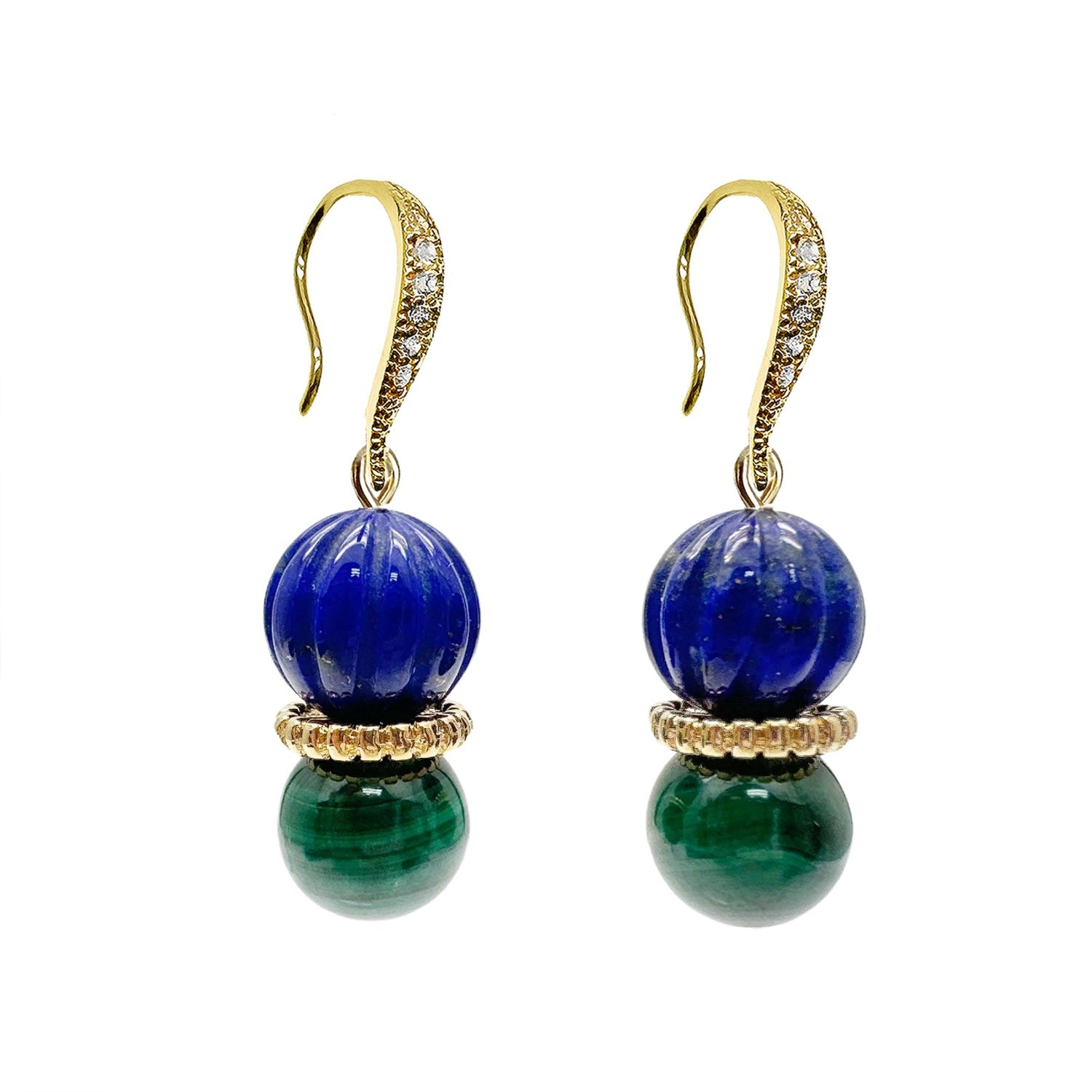 Blue Lapis With Green Malachite Color Matching Earrings