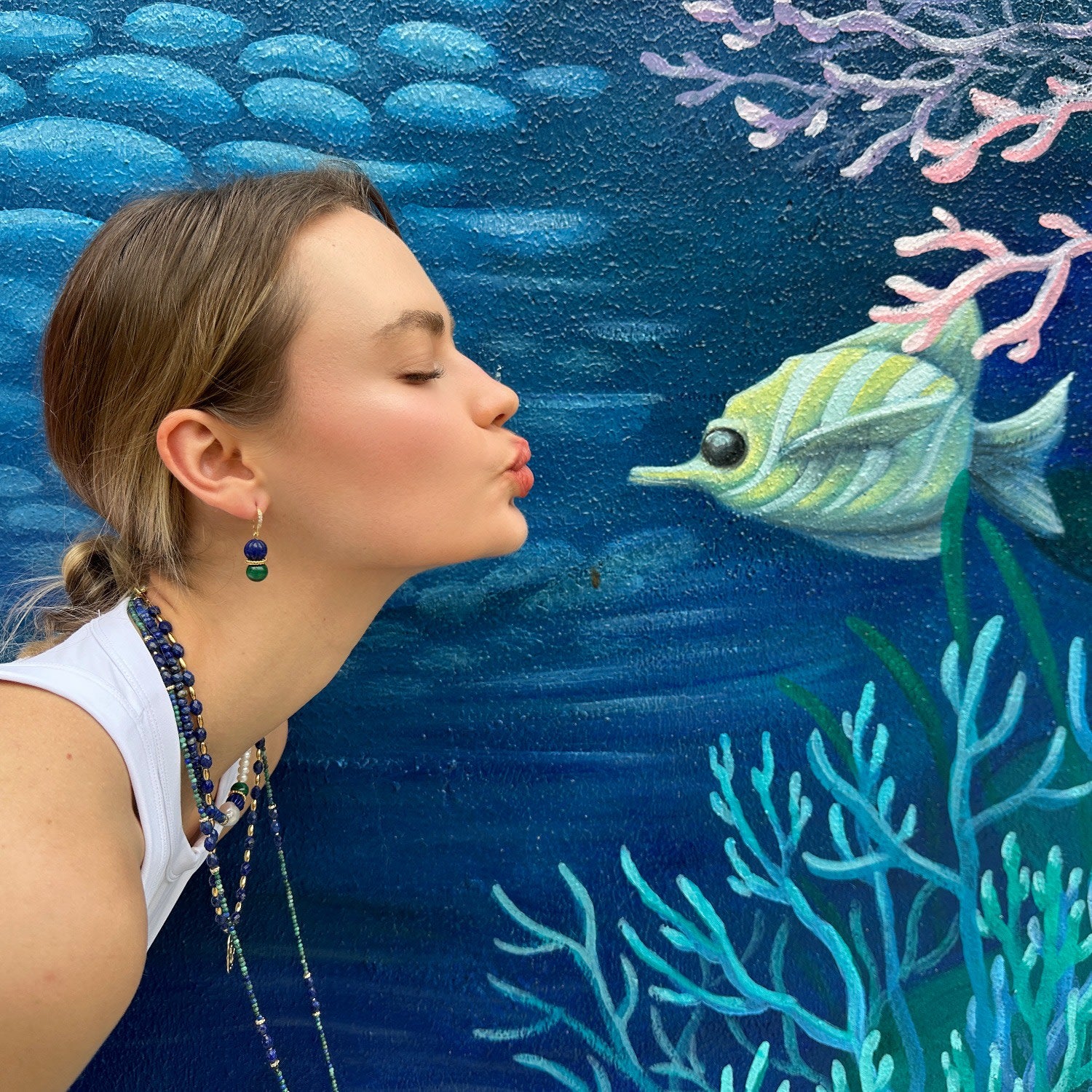 Blue Lapis With Green Malachite Color Matching Earrings