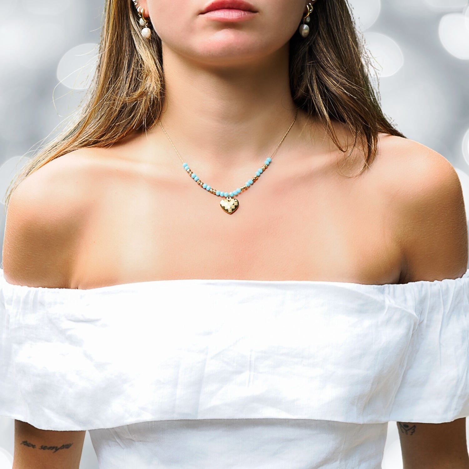 Heart Pendant Turquoise Necklace
