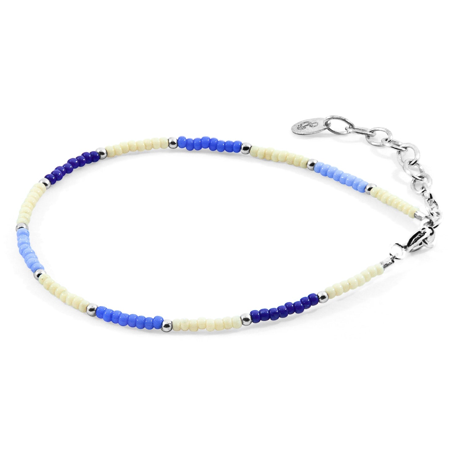 Blue - Off White Zoey Silver & Miyoko Glass Bracelet
