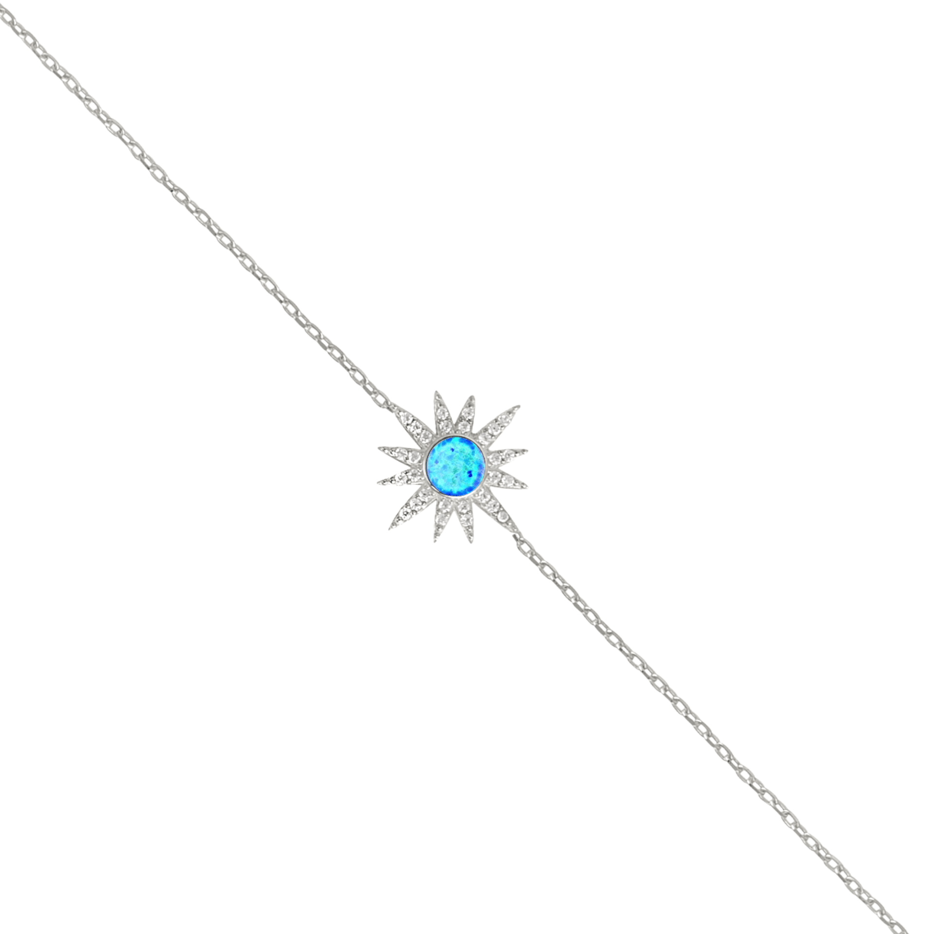 Blue Opal Sun Sterling Silver Bracelet - Silver