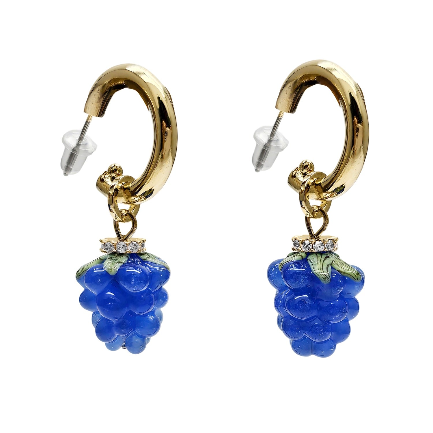 Blue Raspberry Dangle Hoop Fun Earrings