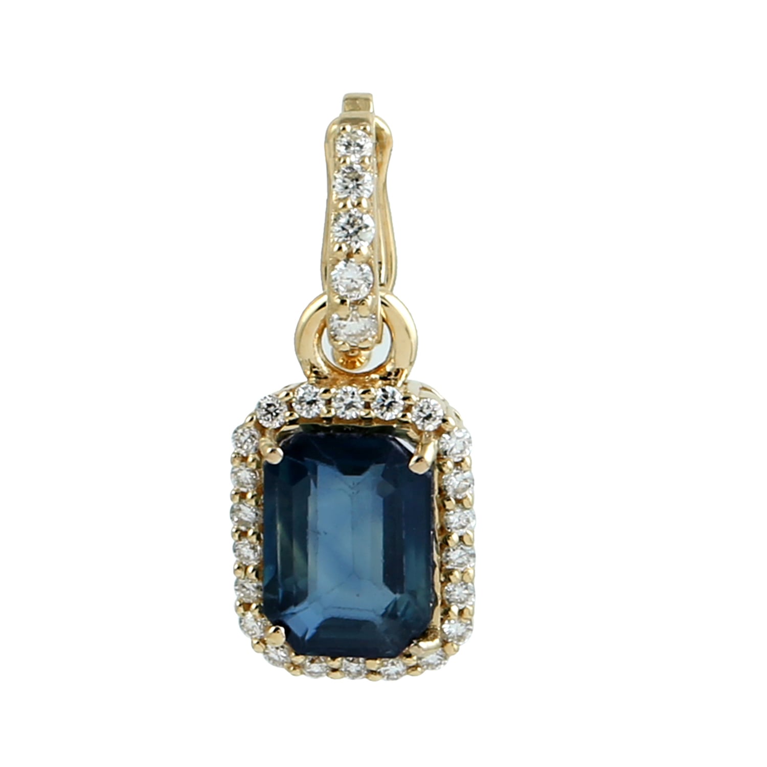 Blue Sapphire & Diamond Charm Pendant In 18K Yellow Gold